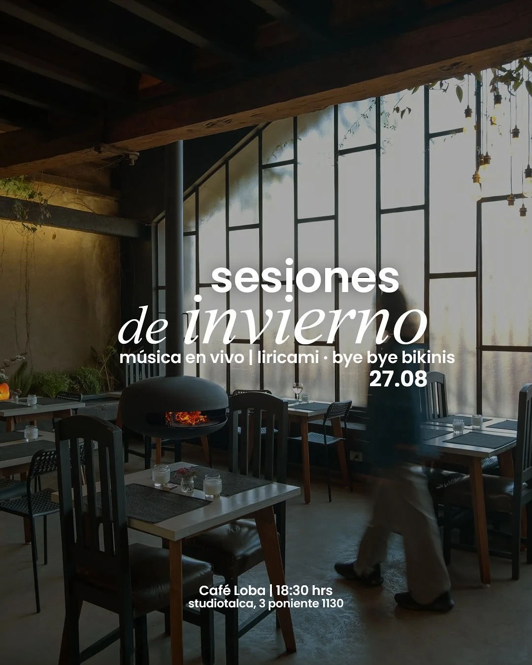 &iexcl;Sesiones de Invierno vol. 2 🎶❄️ en Caf&eacute; Loba &amp; studiotalca!

Este mi&eacute;rcoles 27 de agosto continuamos con la segunda sesi&oacute;n musical de invierno y nuevamente te proponemos un ambiente c&aacute;lido y ac&uacute;stico jun