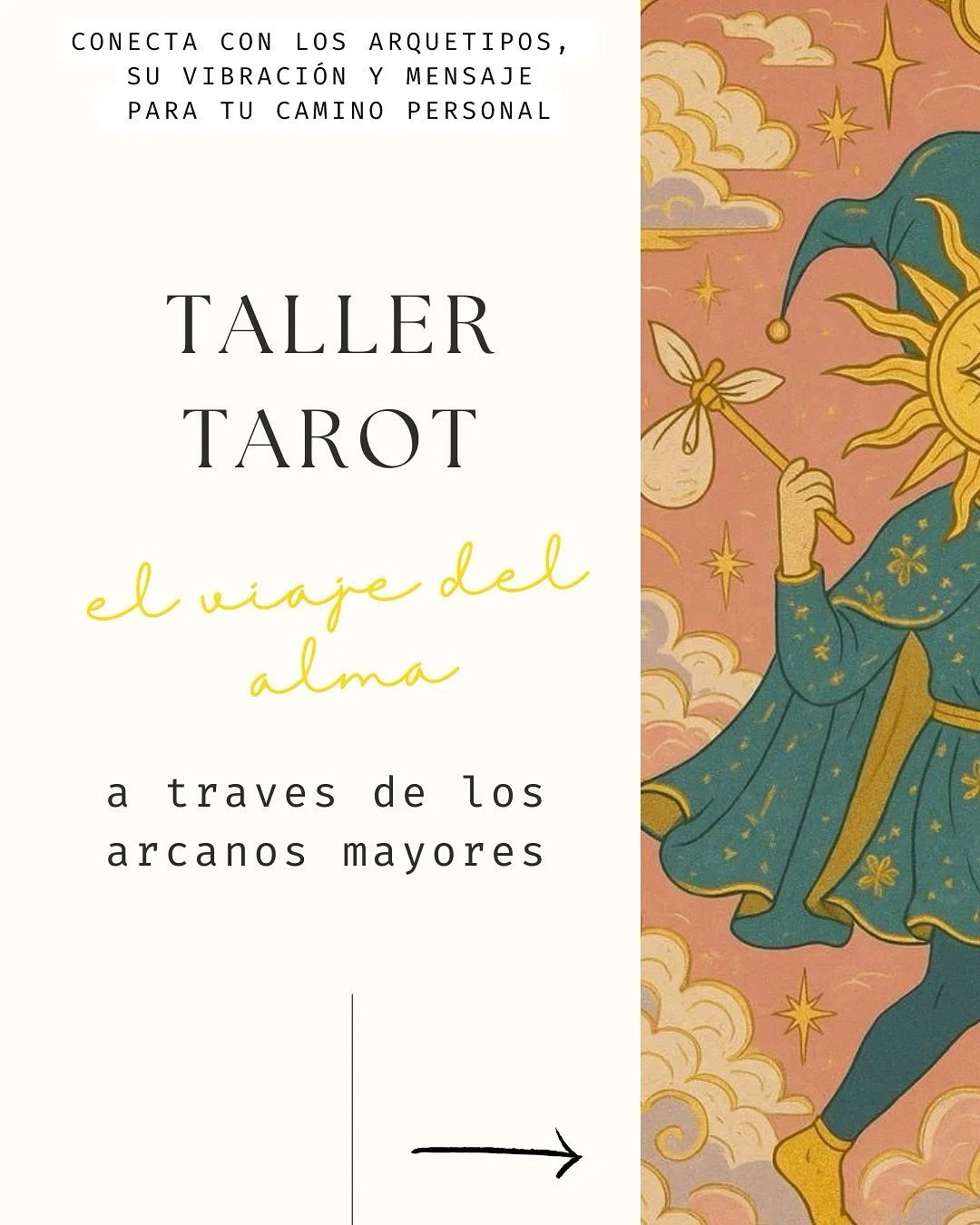 ✨ Taller “El Viaje del Alma a través de los Arcanos Mayores del Tarot” ✨
Prepárate para una experiencia profunda, reveladora y transformadora. Este taller introductorio te invita a recorrer los Arcanos Mayores del Tarot com