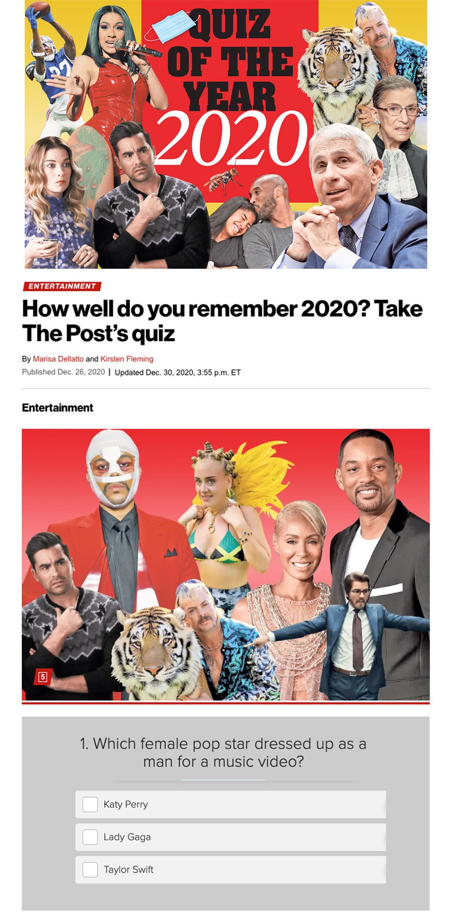Quiz module for New York Post.