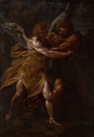 Jacob Wrestling with the Angel, Oil On Canvas, Cristoforo Roncalli (Early 1620s)