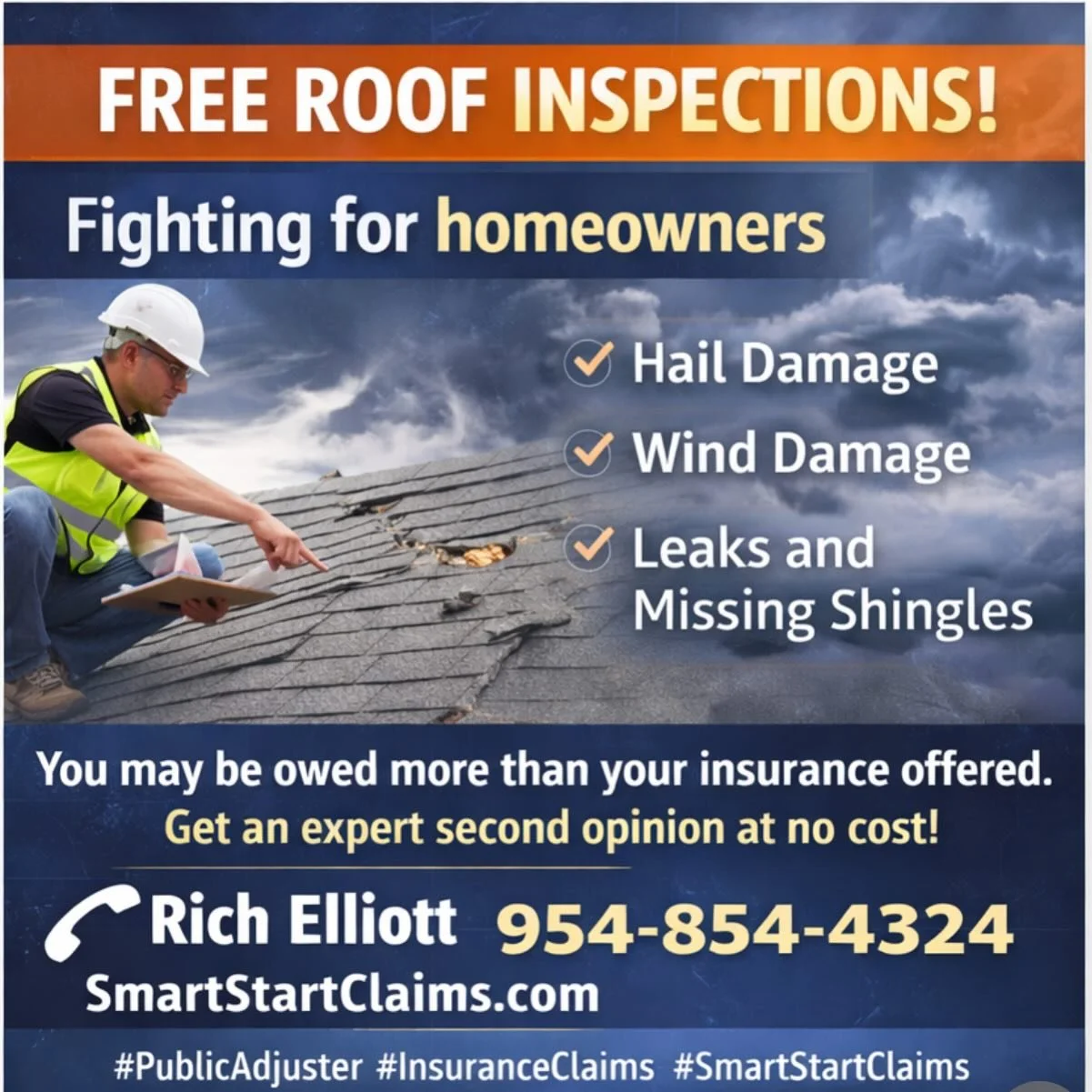 🏠 FREE ROOF INSPECTIONS 🏠

Storm damage isn&rsquo;t always obvious &mdash; but insurance companies won&rsquo;t point it out for you. Missing shingles, wind uplift, hidden leaks&hellip; it all adds up.

Before you file a claim or accept a denial, le