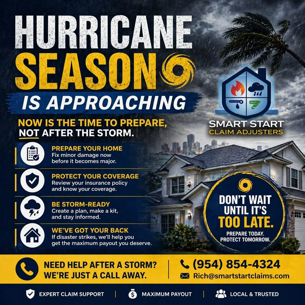 🌪️ Hurricane Season Is Approaching &mdash; Are You Prepared?

Don&rsquo;t wait until a storm hits to start thinking about your home and your insurance coverage. Now is the time to get ahead of potential damage and avoid costly surprises.

✔️ Fix min