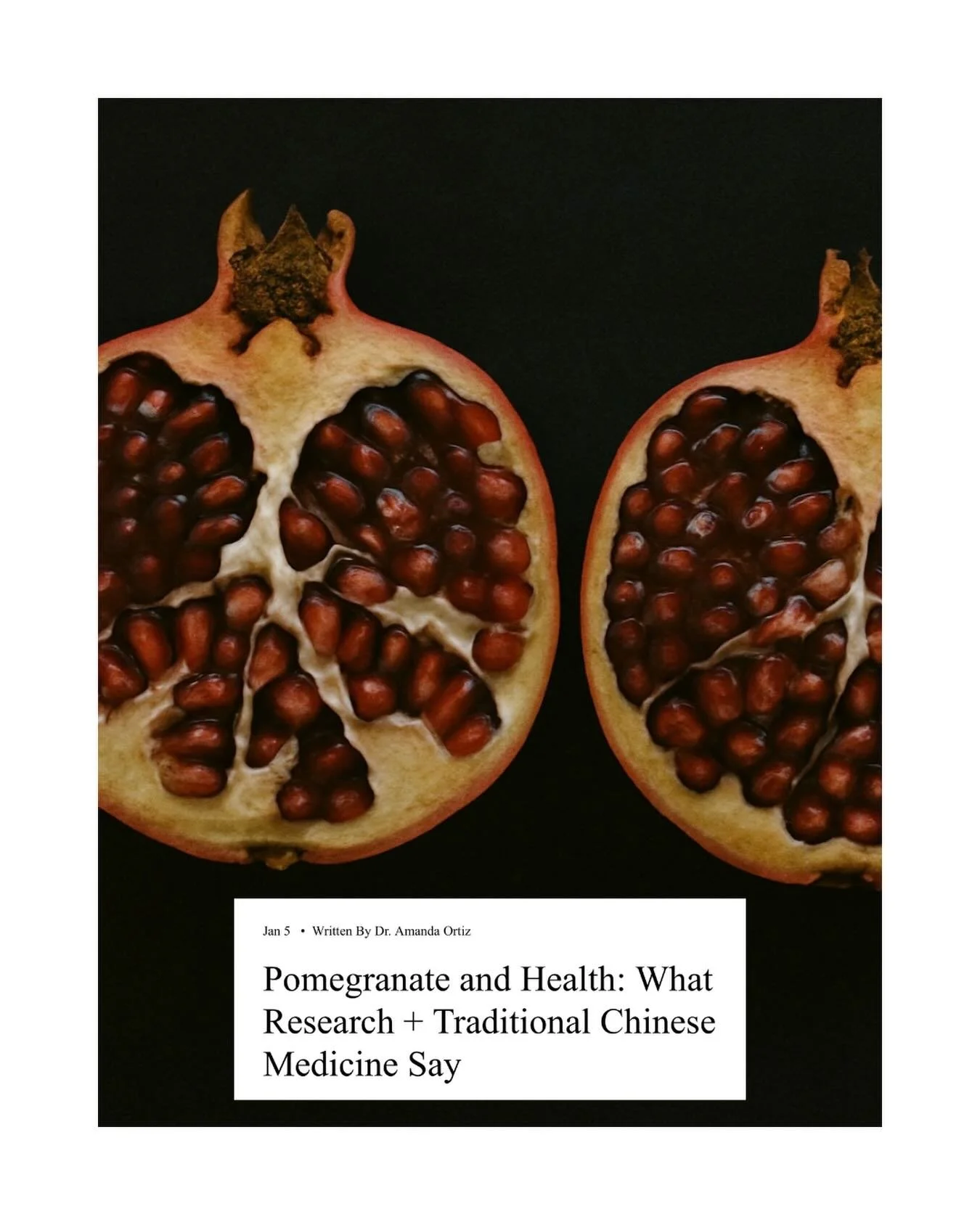 Pomegranate and Health: What Research + Traditional Chinese Medicine Say 🤍 

I thoroughly loved writing this &mdash; to read the full post, please visit www.dramandaortiz.com or click &ldquo;journal&rdquo; link in my bio. 🤍🤍 

Image generated usin