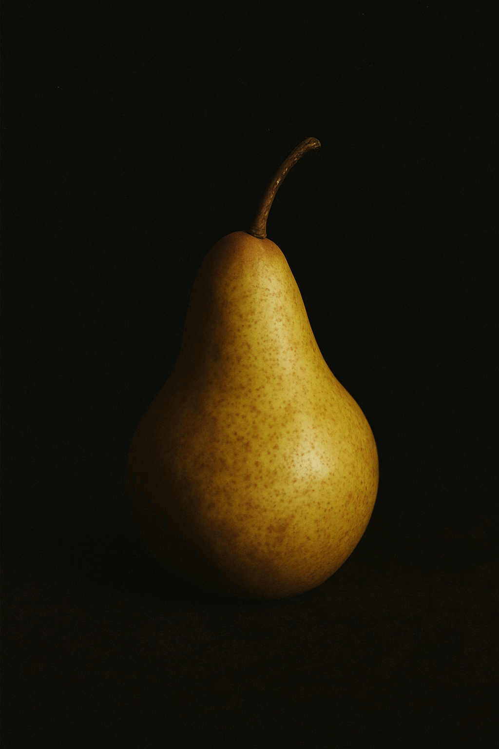 yellow green pear on a black background