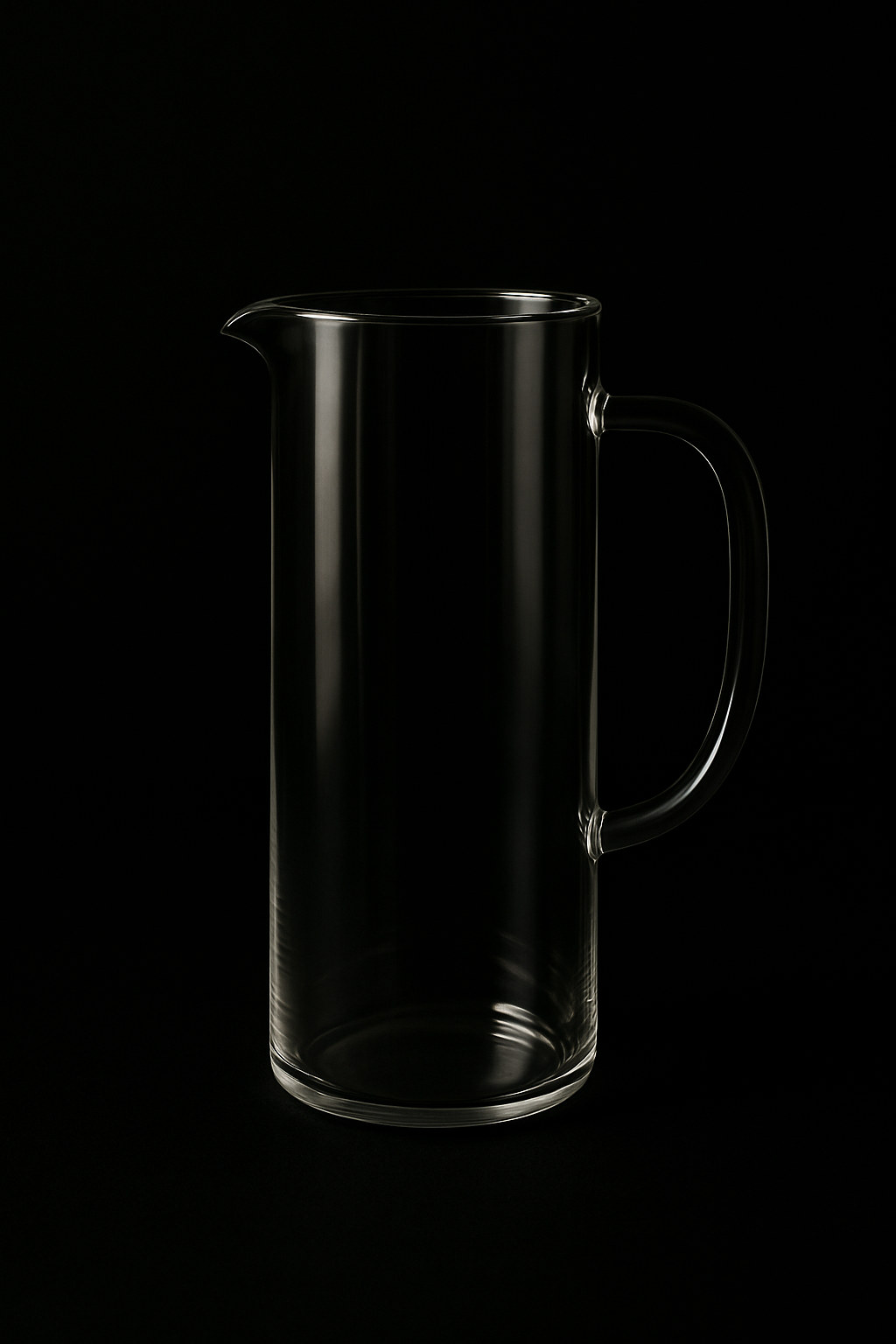 Minimal clear glass pitcher styled on a black background for a natural aesthetic kitchen gift guide.