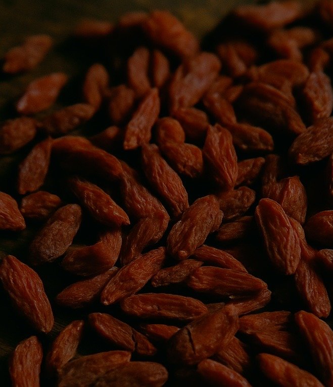 flat lay of goji berries for blog post