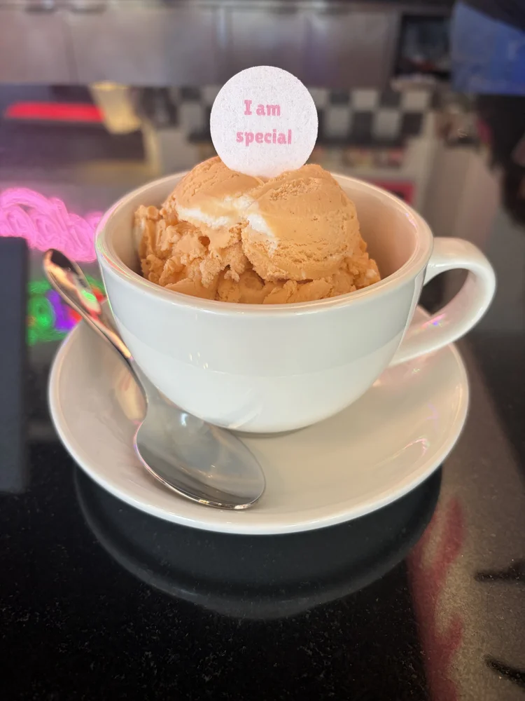 Ice cream served in a coffee cup