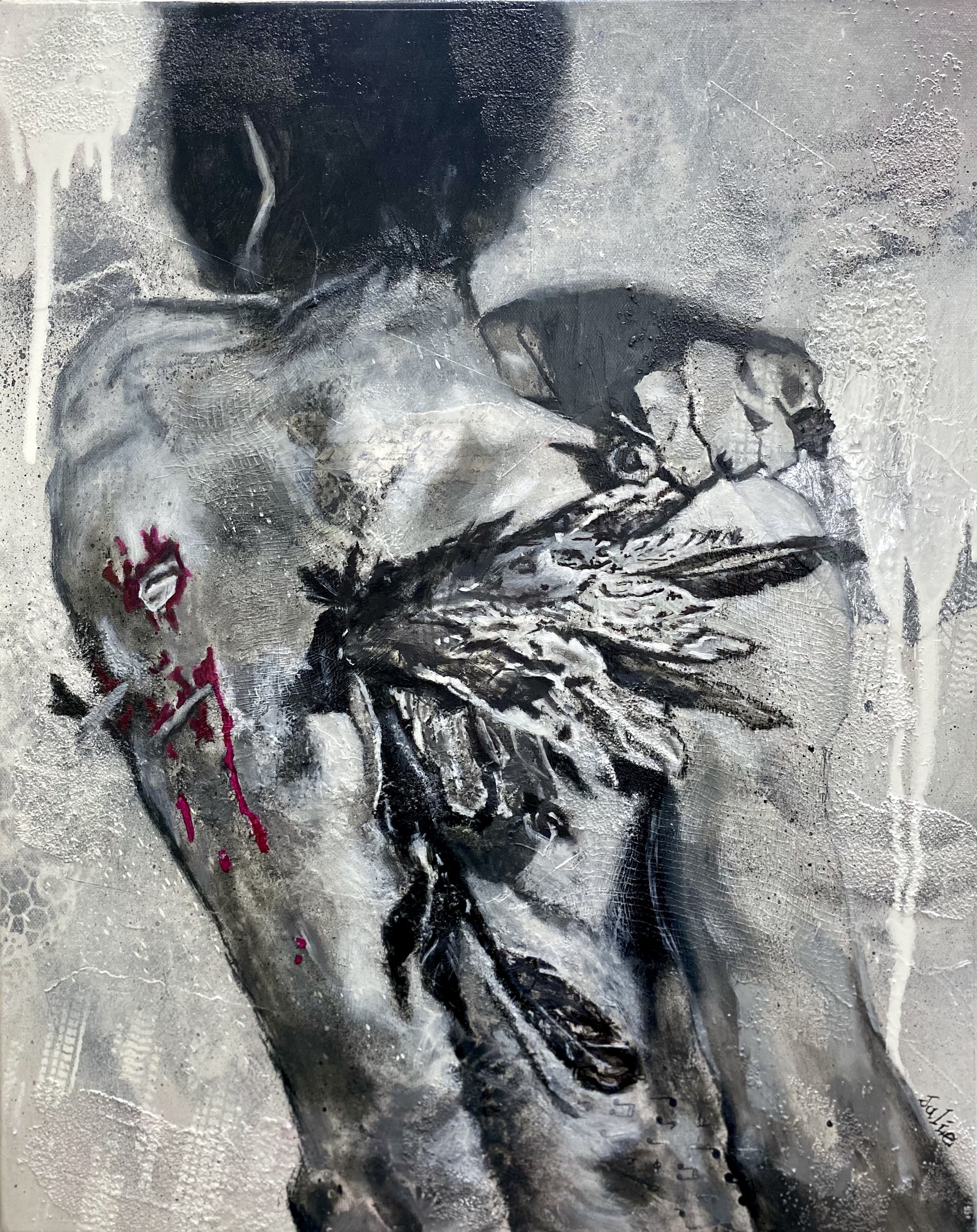 "TORN" Mixed Media & Oil on stretched gallery depth canvas. 16" x 20". $575.