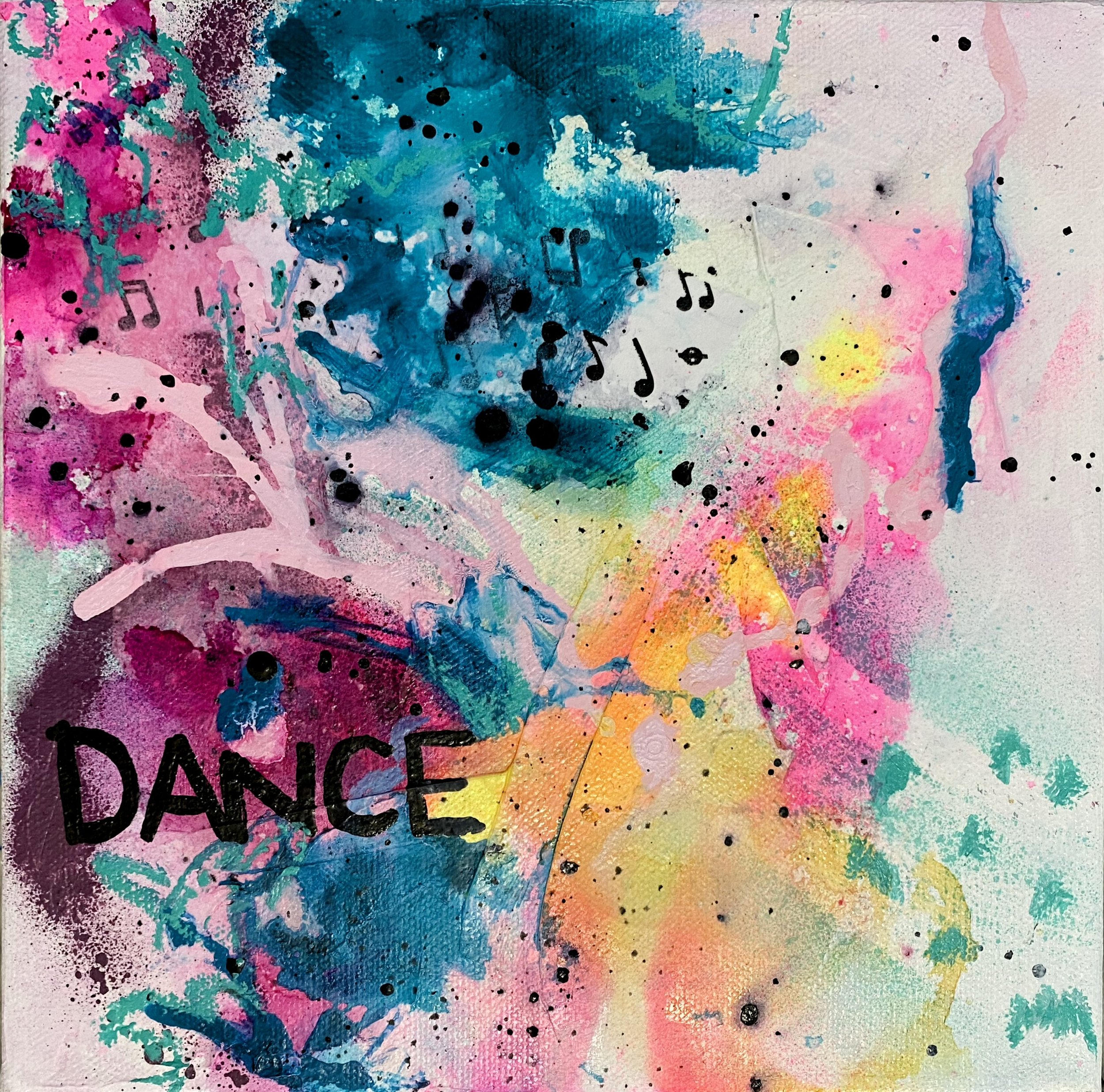 "DANCE" Mixed Media & Oil on stretched gallery depth canvas. 8" x 8". $49.