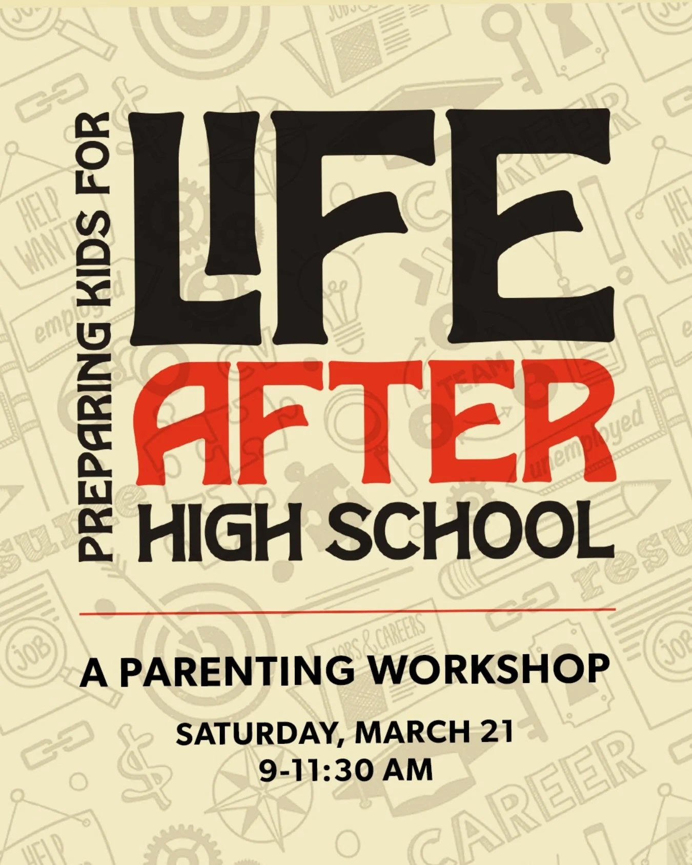 Are you a parent or hoping to be a parent one day? Join the parenting workshop this Saturday from 9-11:30am to discuss what parenting looks like after high school. There are activities for your kids as well so bring the whole family!

#churchonmill #