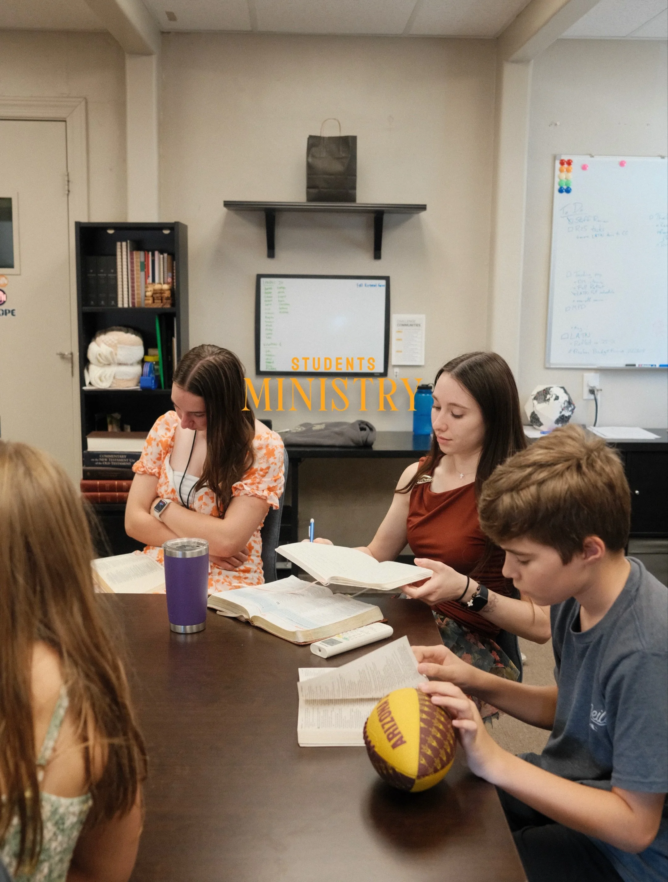 Every Sunday at 10AM, the Students Ministry (6-12th graders) comes together for Bible study! All students are welcome to join in the church office (orange building).