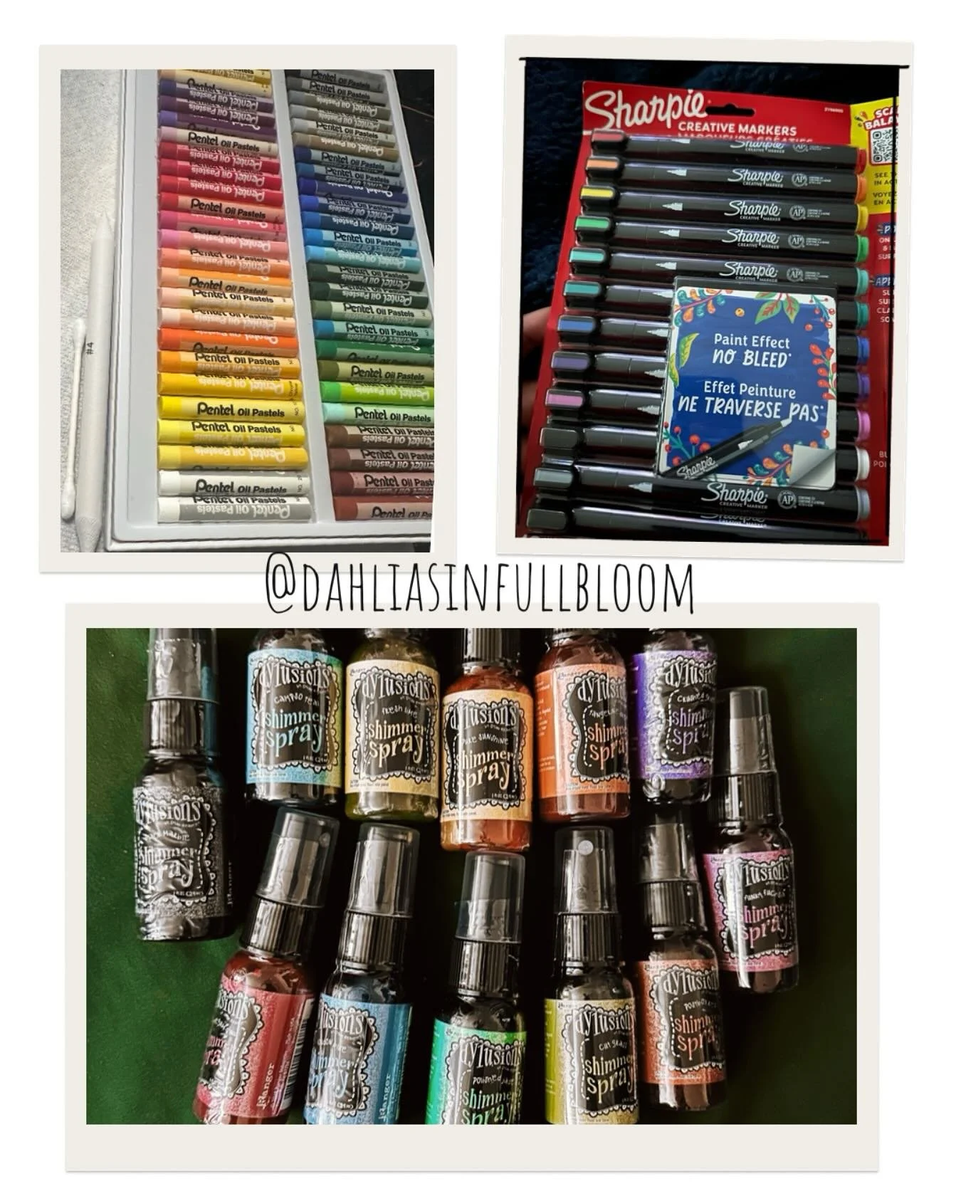 Art supplies I&rsquo;ve been playing with recently. I&rsquo;m so glad I was able to get some ink sprays! Shoutout to the bf for hooking it up! 🥰🎨🫟