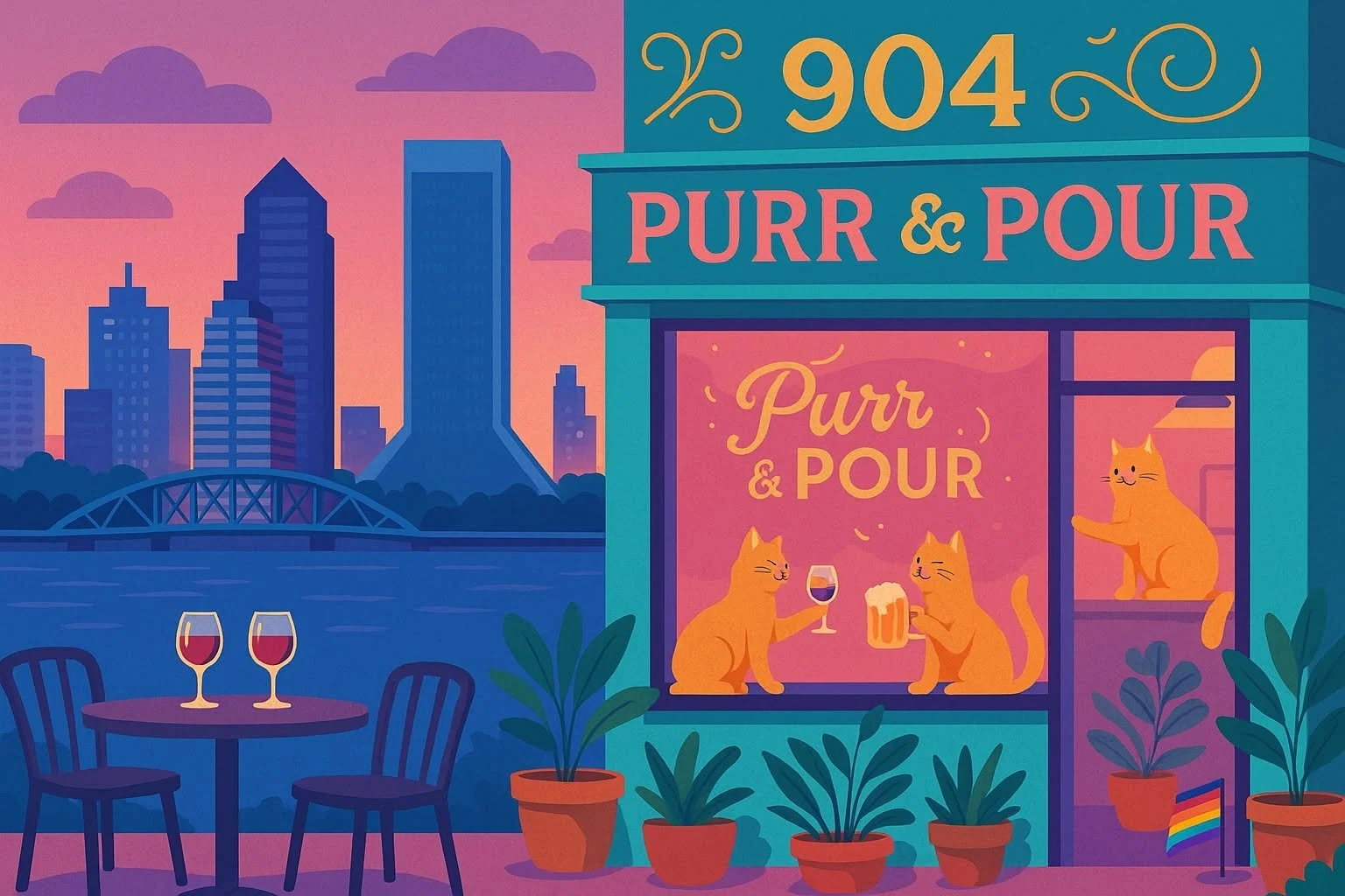 904 PURR AND POUR LOUNGE ILLUSTRATION