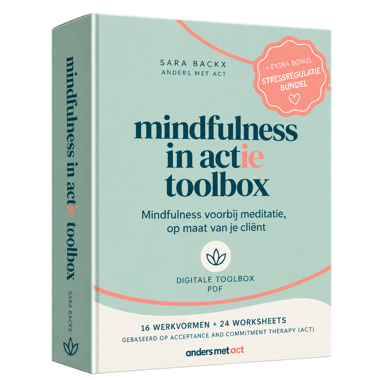 Een boek met de titel 'mindfulness in actie toolbox'.
