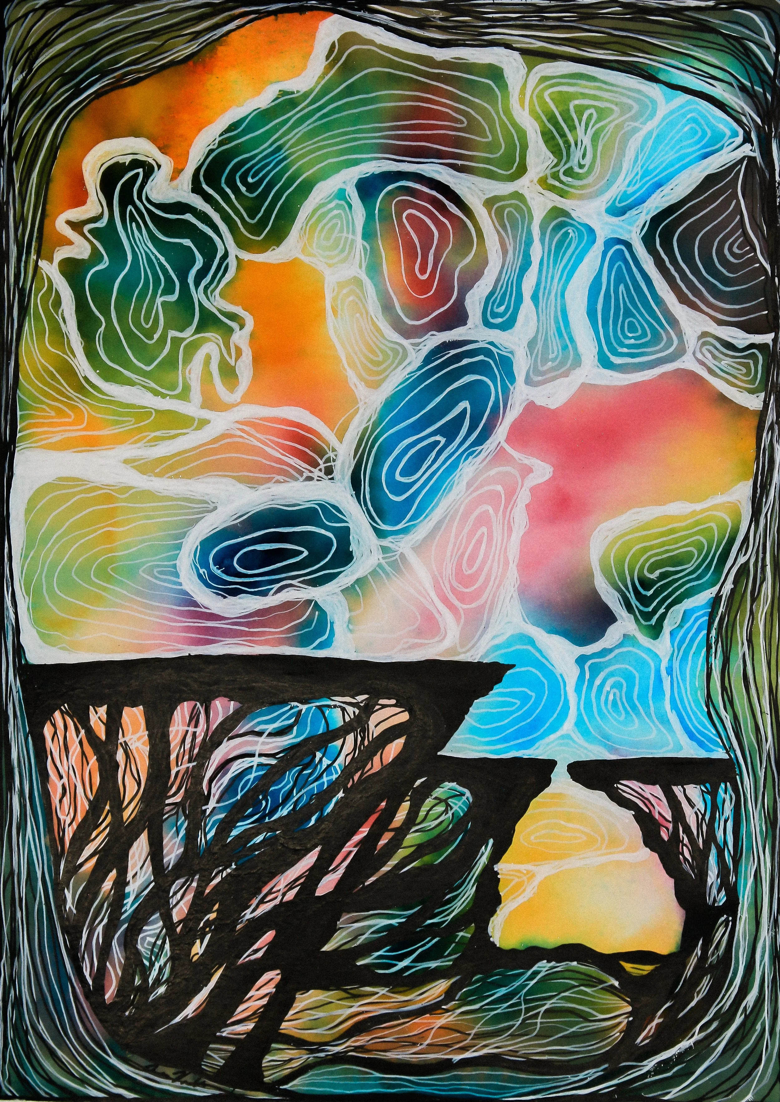 TITLE: Flow YEAR: 2025 MEDIUM: Watercolor and acrylic on paper