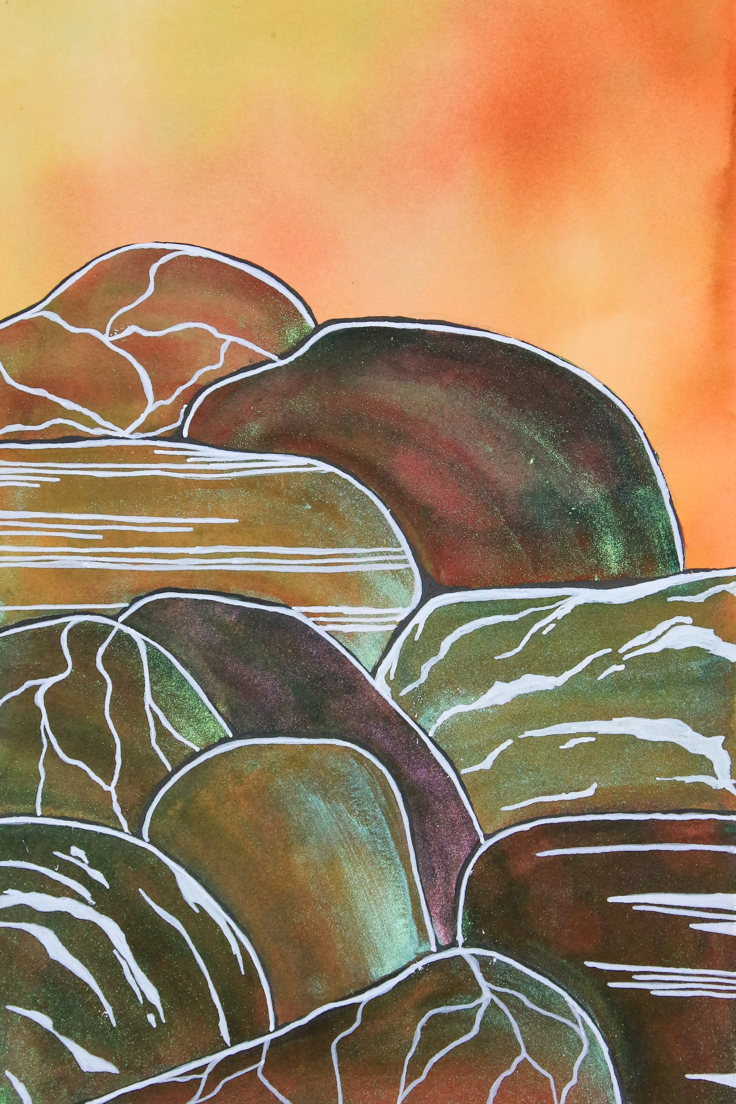 TITLE: Setting Stones YEAR: 2026 MEDIUM: Watercolor and acrylic on paper