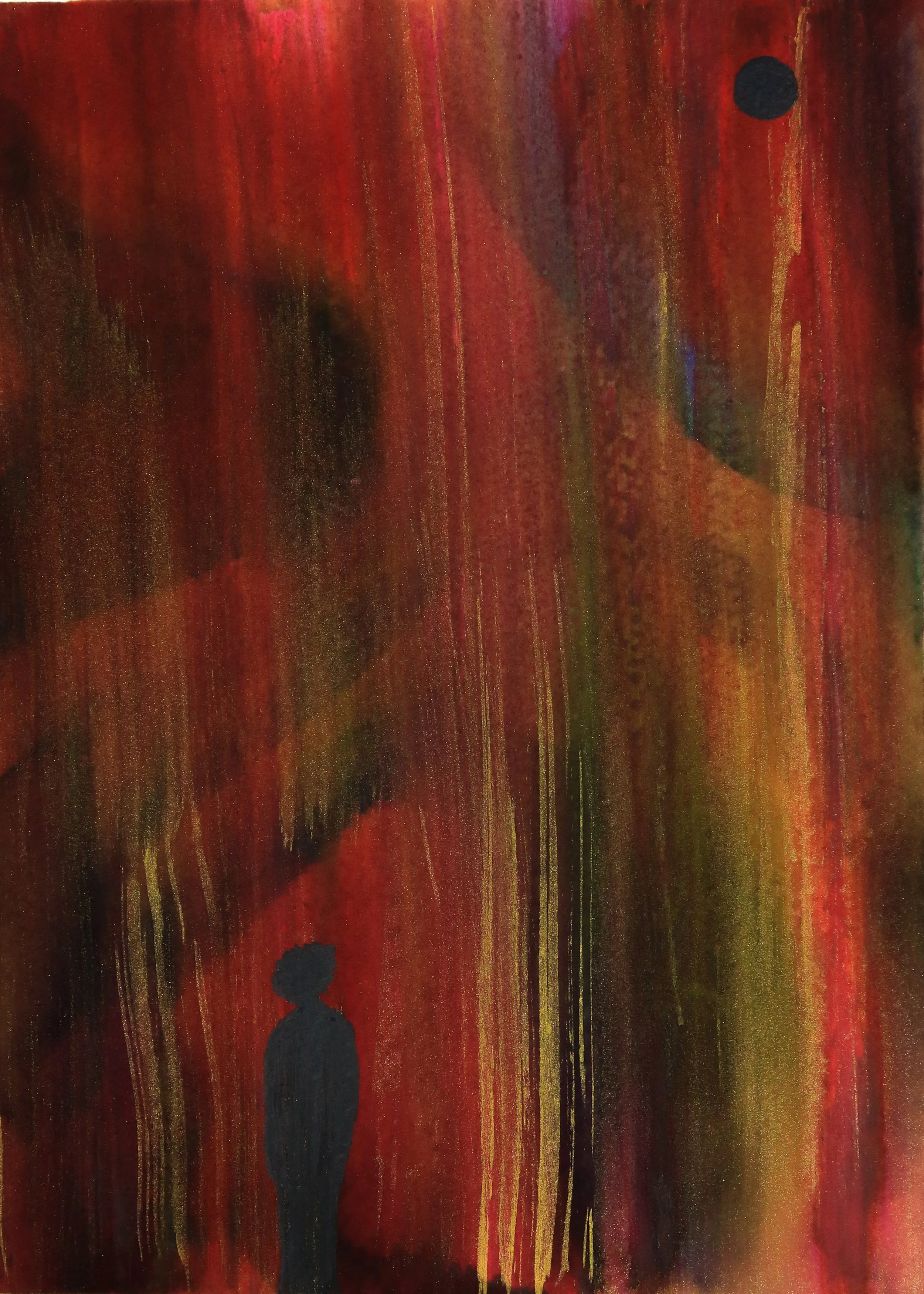 TITLE: Between Shadows YEAR: 2026 MEDIUM: Watercolor and acrylic on paper