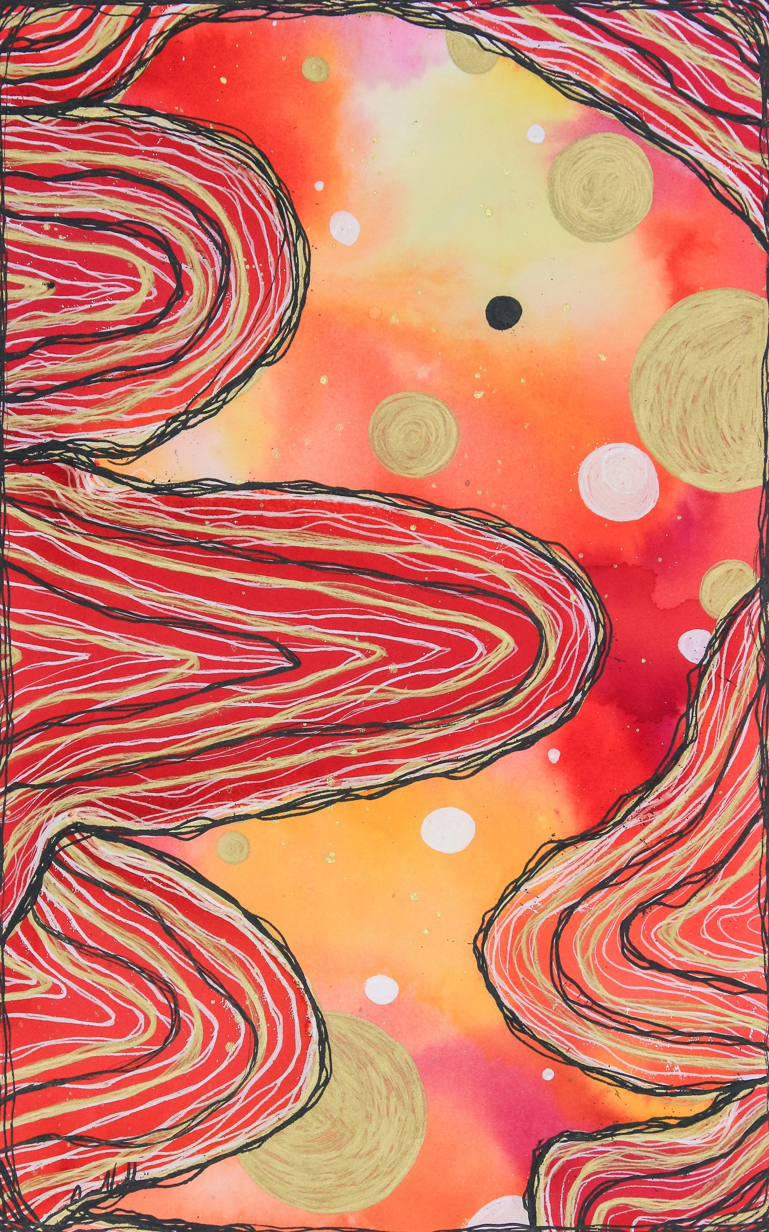 TITLE: Many Moons YEAR: 2026 MEDIUM: Watercolor and acrylic on paper