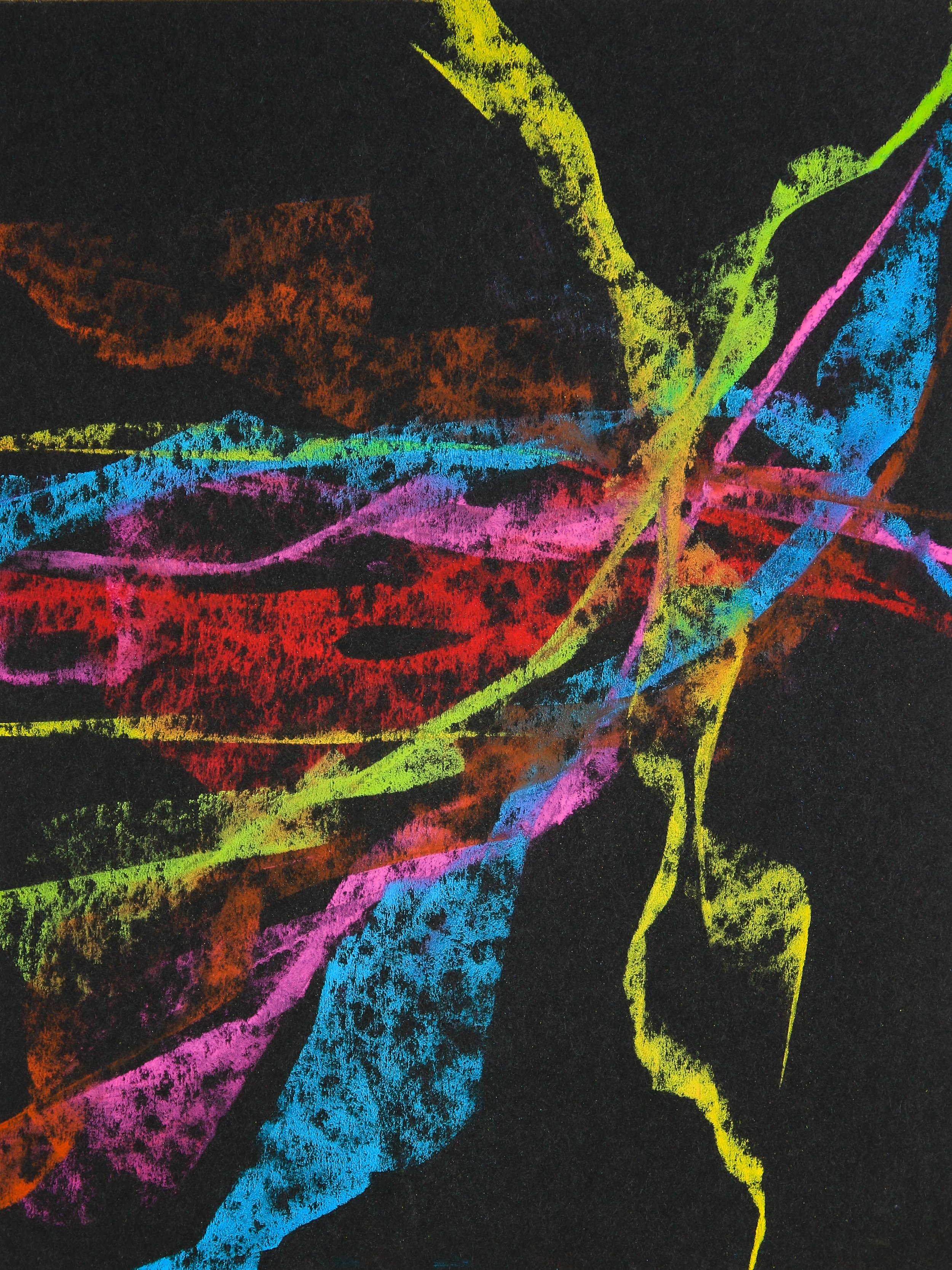 CONTACT, 2026 | Dry pastel on paper | The meeting of signatures at a fleeting intersection.
