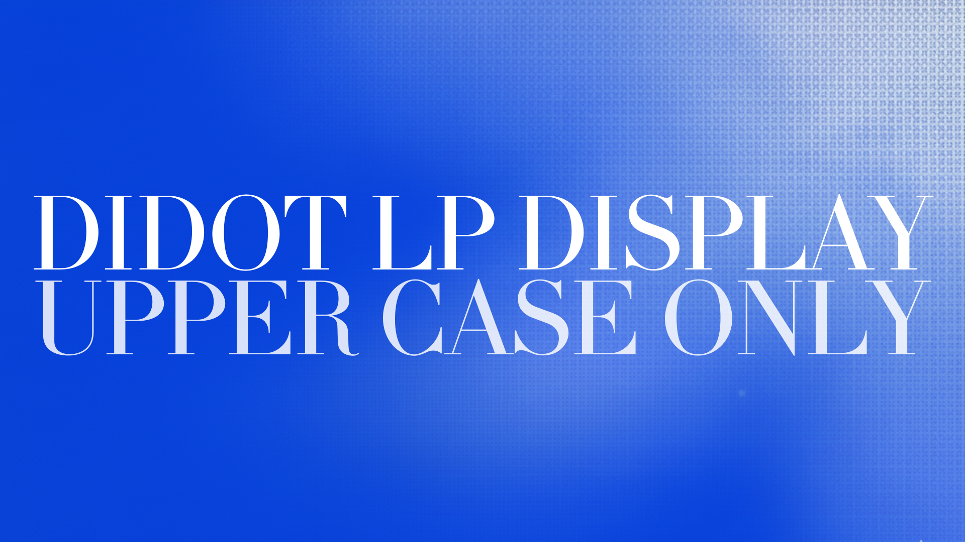 Blue background with white text that reads 'Didot LP Display Upper Case Only'.