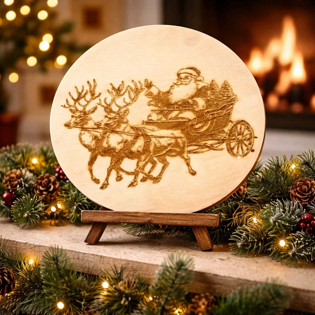 Santa with Reindeer Sign/Board