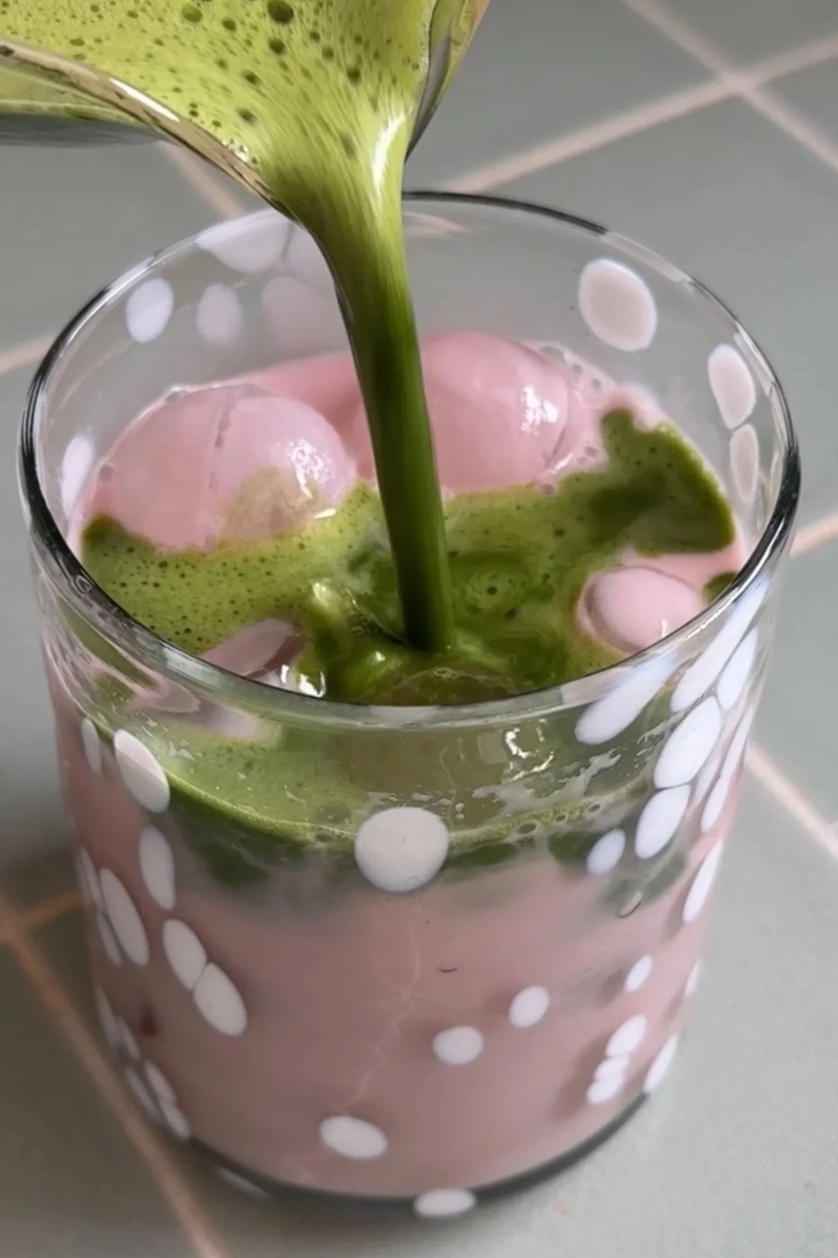 iced strawberry matcha latte
