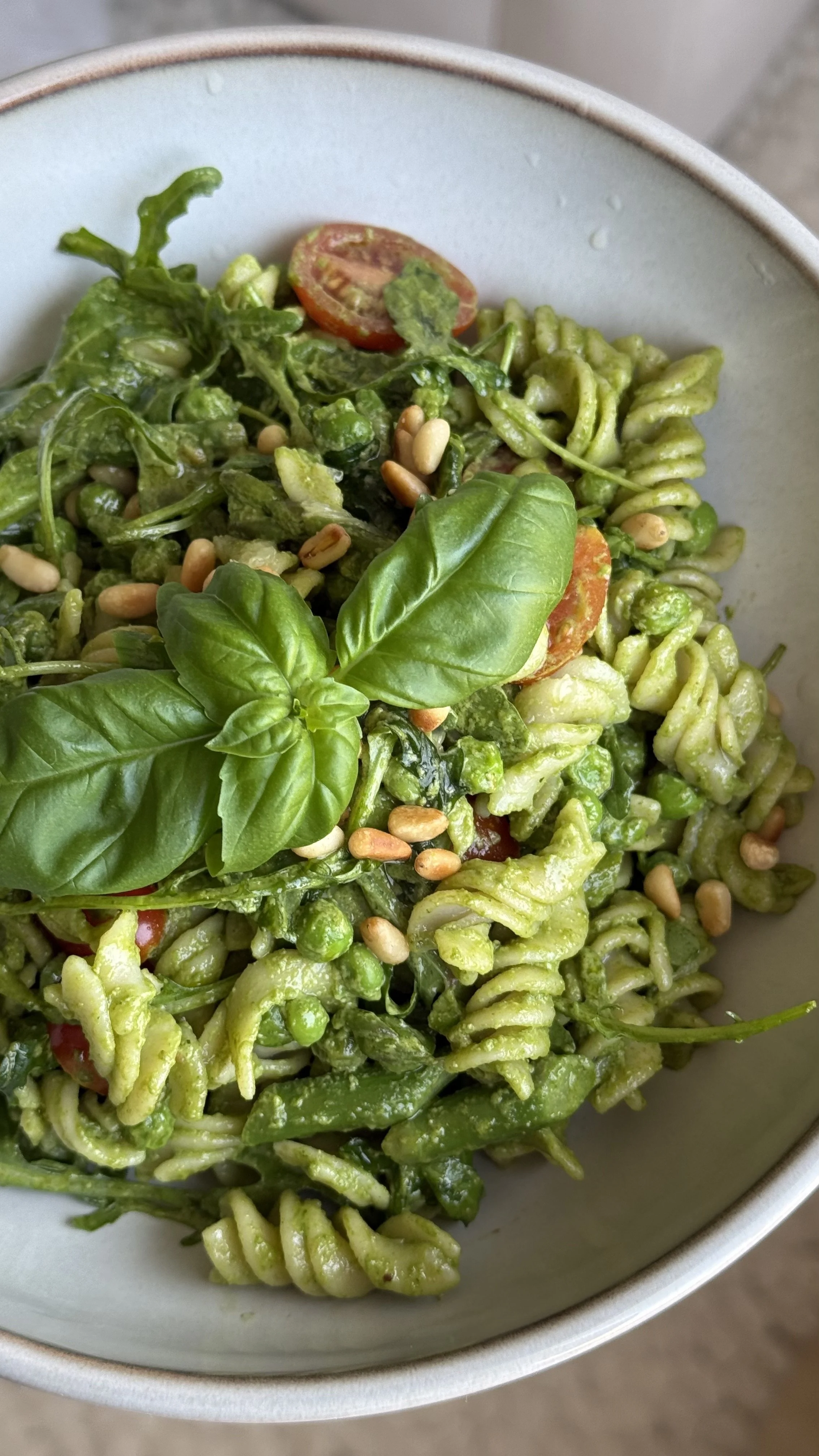 classic pesto pasta bowl