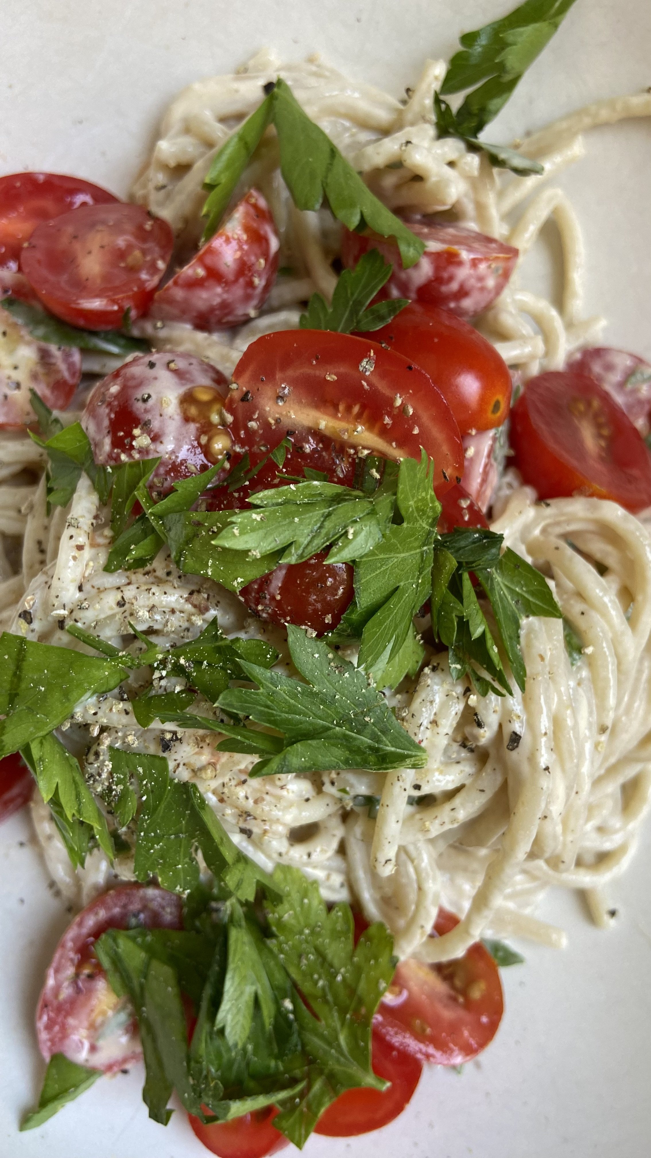 creamy tahini miso spaghetti