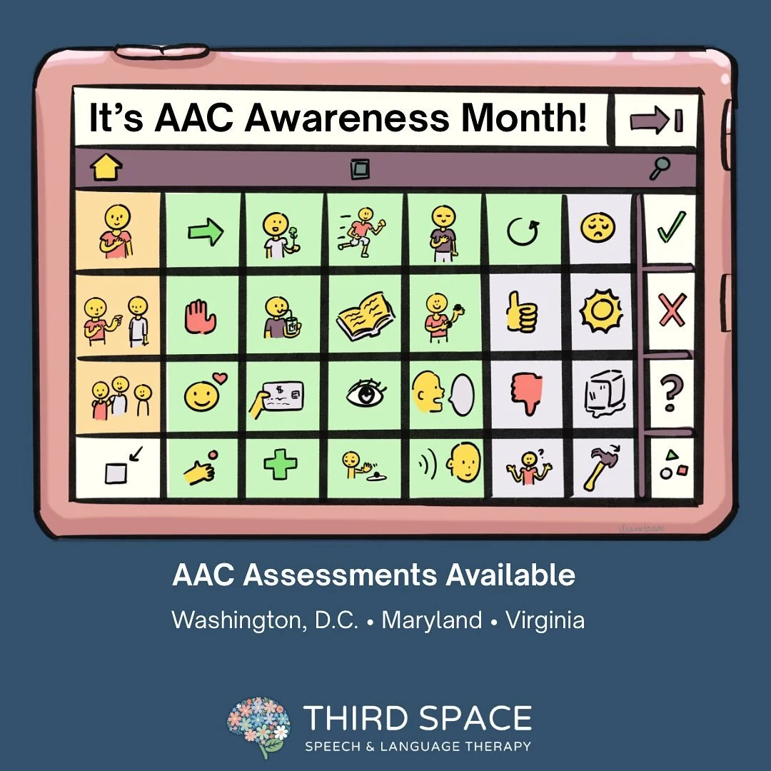 .
💬 It&rsquo;s AAC Awareness Month!
AAC (Augmentative &amp; Alternative Communication) helps children and adults find reliable ways to communicate &mdash; from picture boards to tablet apps and dedicated devices.
.
At Third Space Speech &amp; Langua
