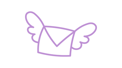 A doodle of a sealed envelope with wings
