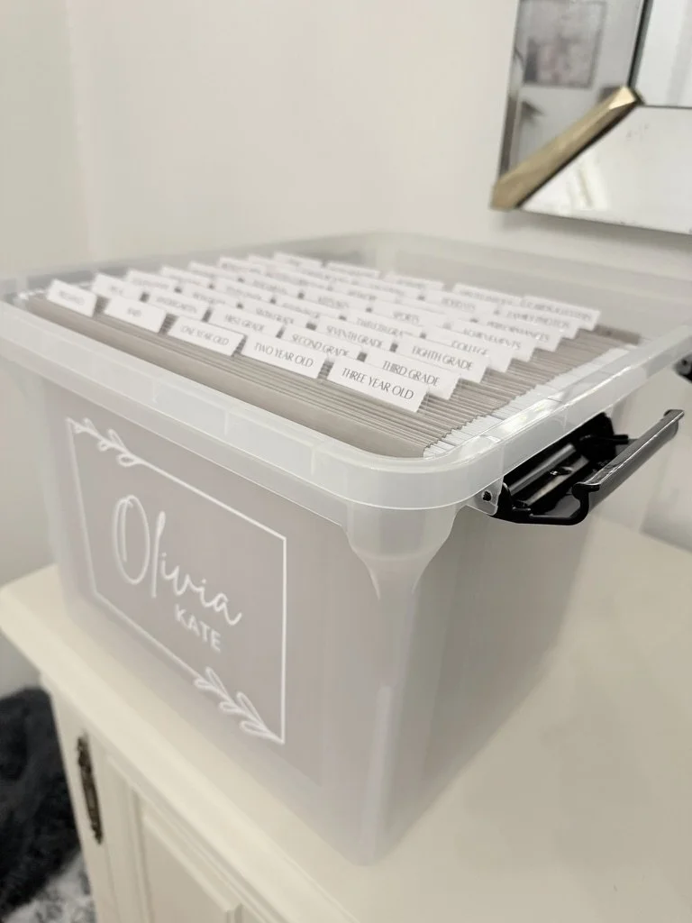 Finished box with all 40 folders and tabs used