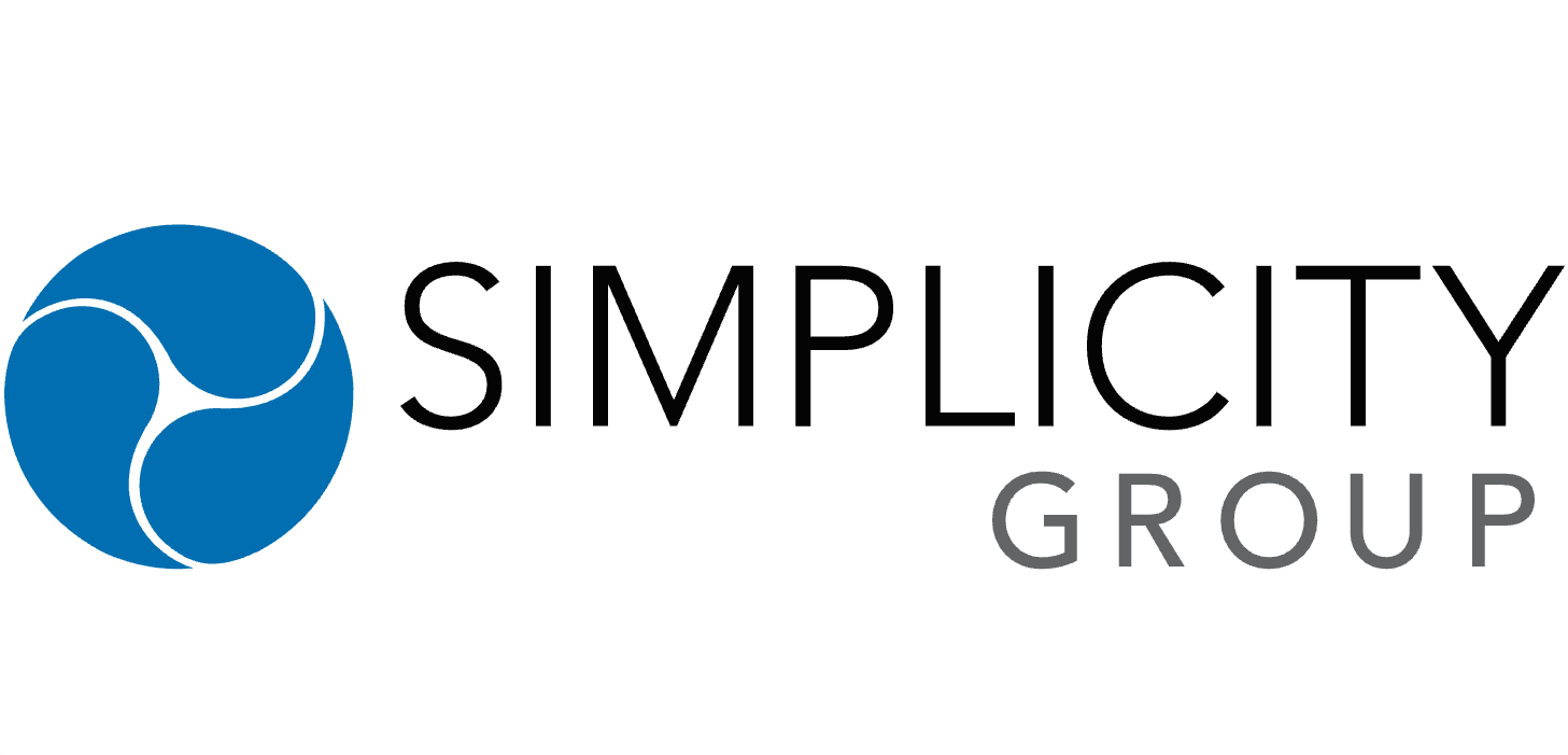 Simplicity Group logo with a blue circular icon and the words "Simplicity Group" in black and gray text.