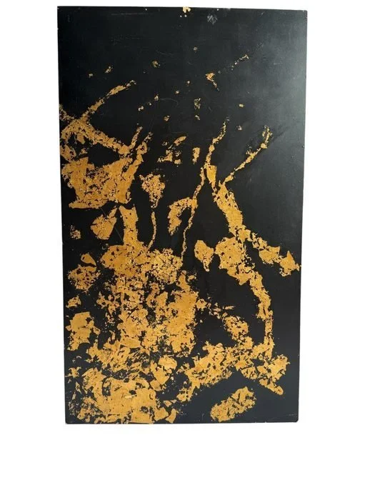 Black & Gold Abstract Art Panel