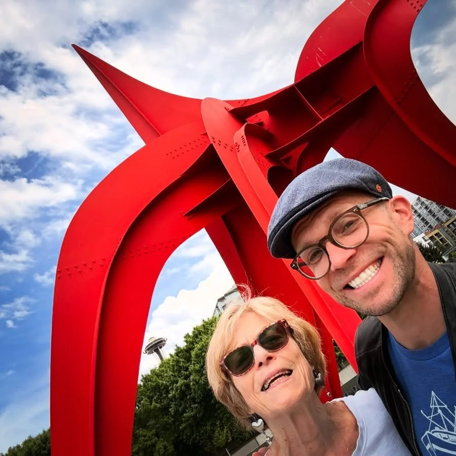 Mom &amp; me under The Eagle by my namesake, Alexander Calder ❤️