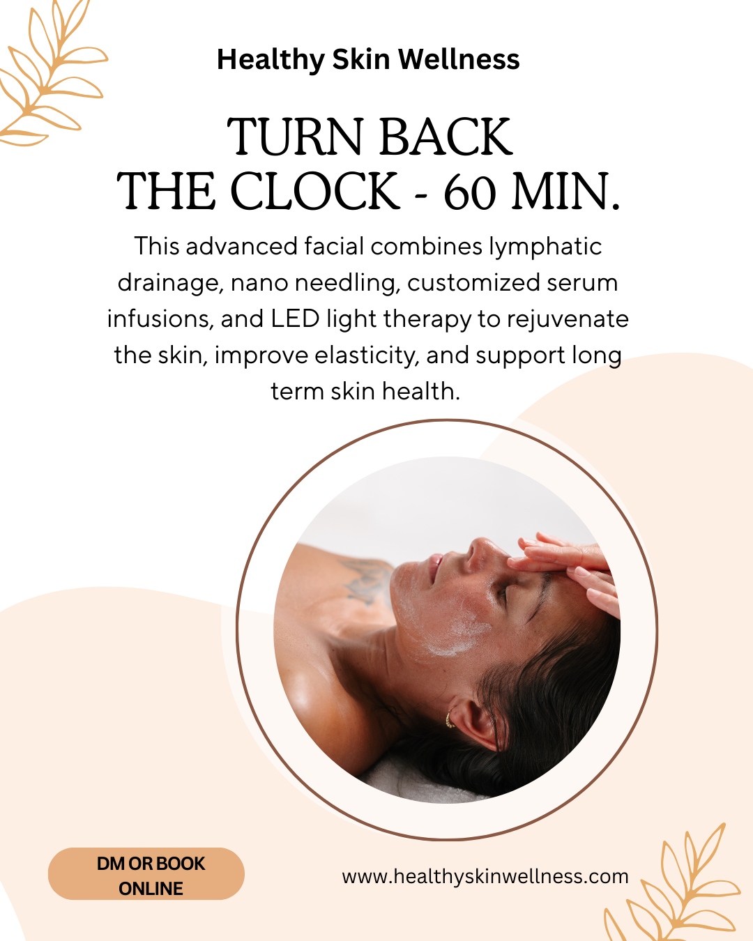 Description for age corrective facial treatment which includes nano-needling and LED light therapy.