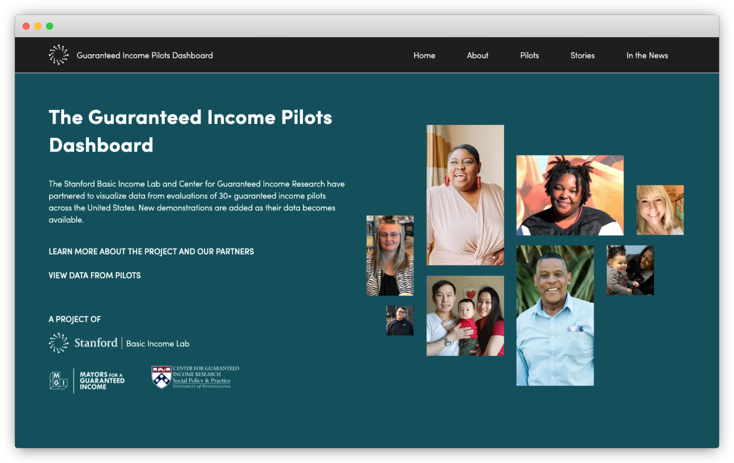 Guaranteed Income Pilots Dashboard screenshot