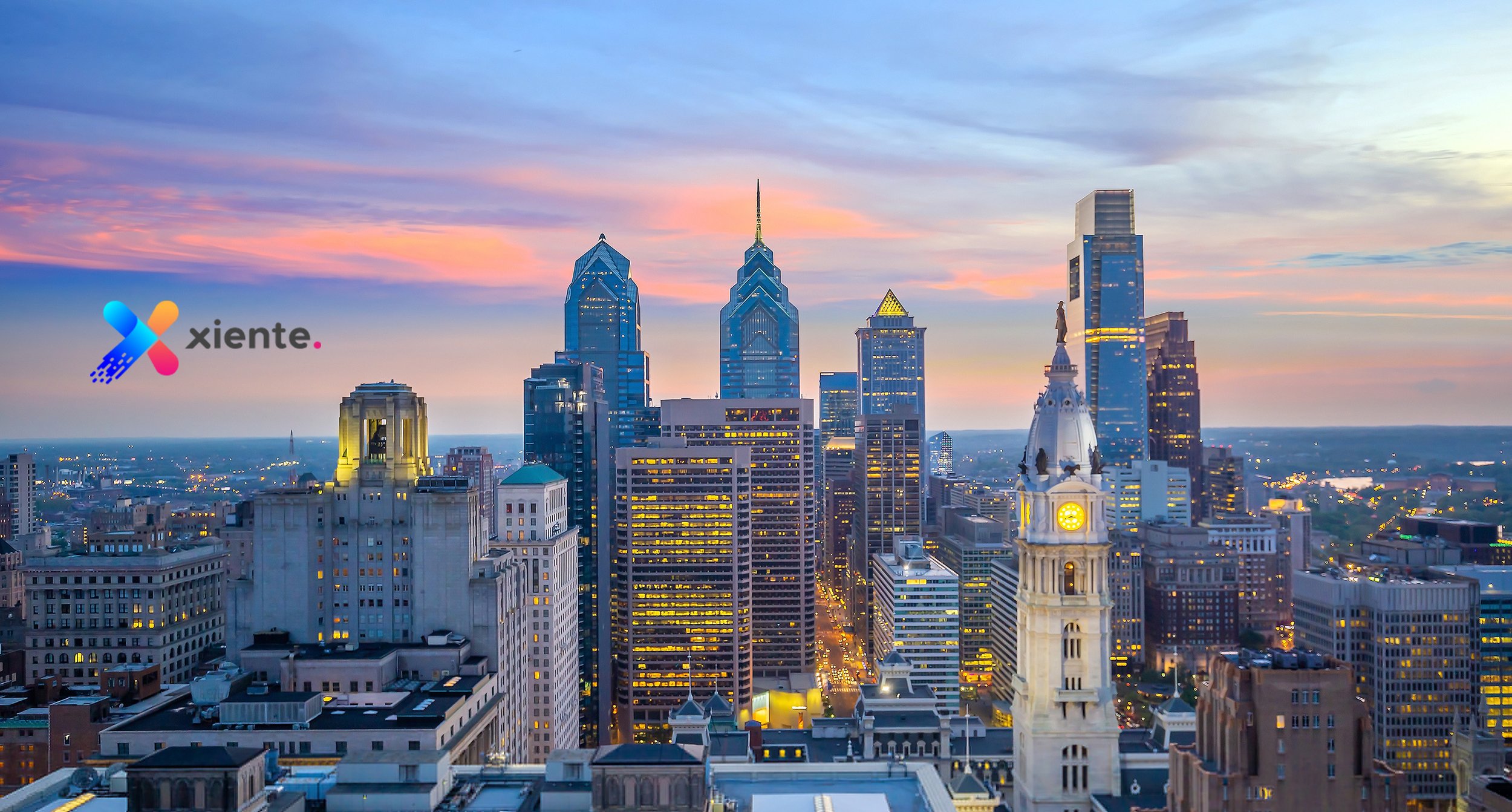 Philadelphia skyline at dusk