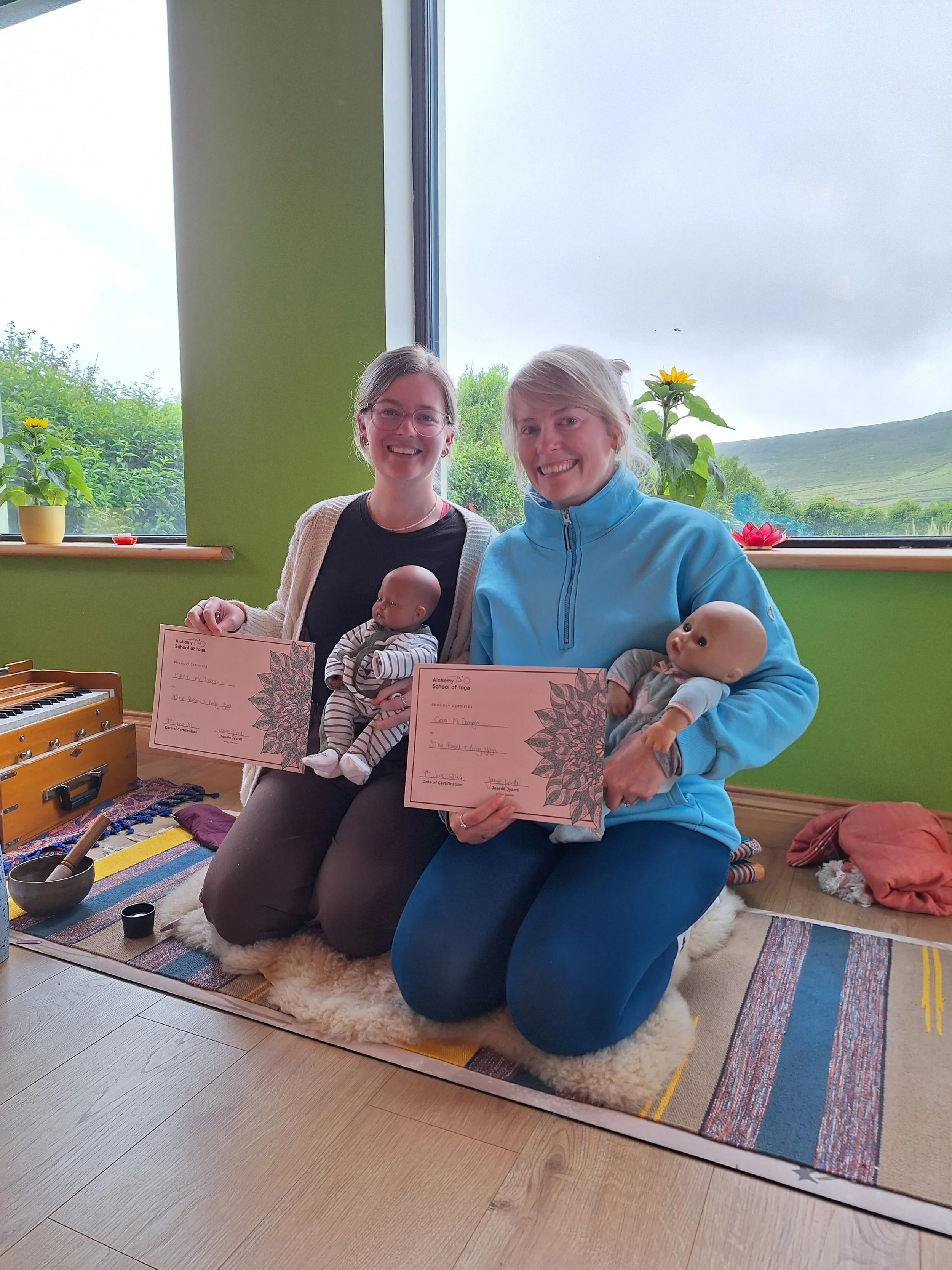 yoga students parent mother baby certificate training
