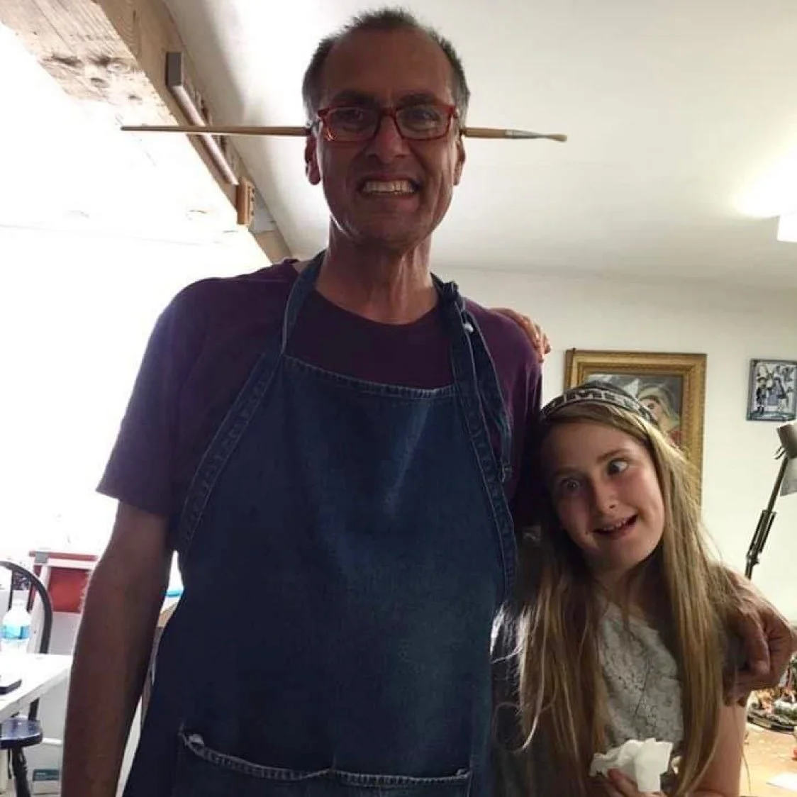 Two artists being silly.