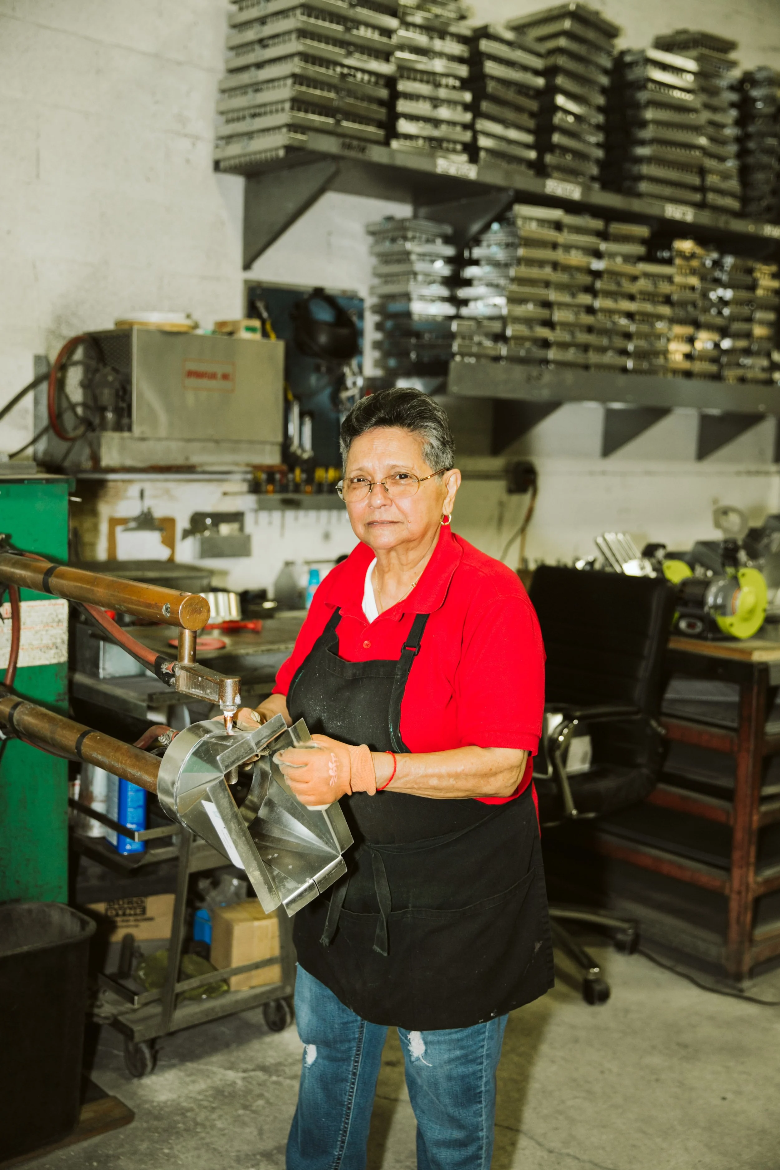 Finished sheet metal products displayed after fabrication process