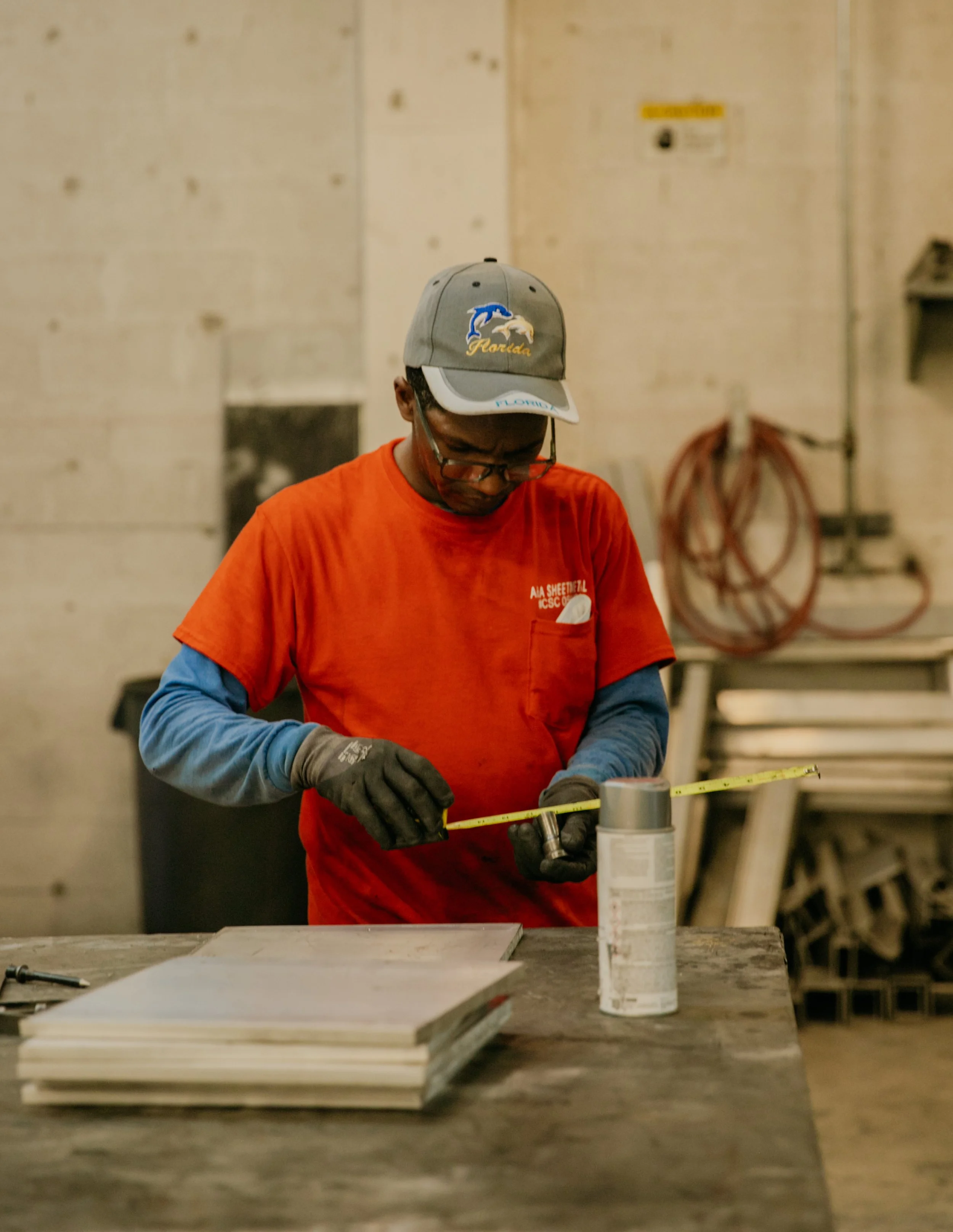 Sheet metal fabrication process captured in business photography session