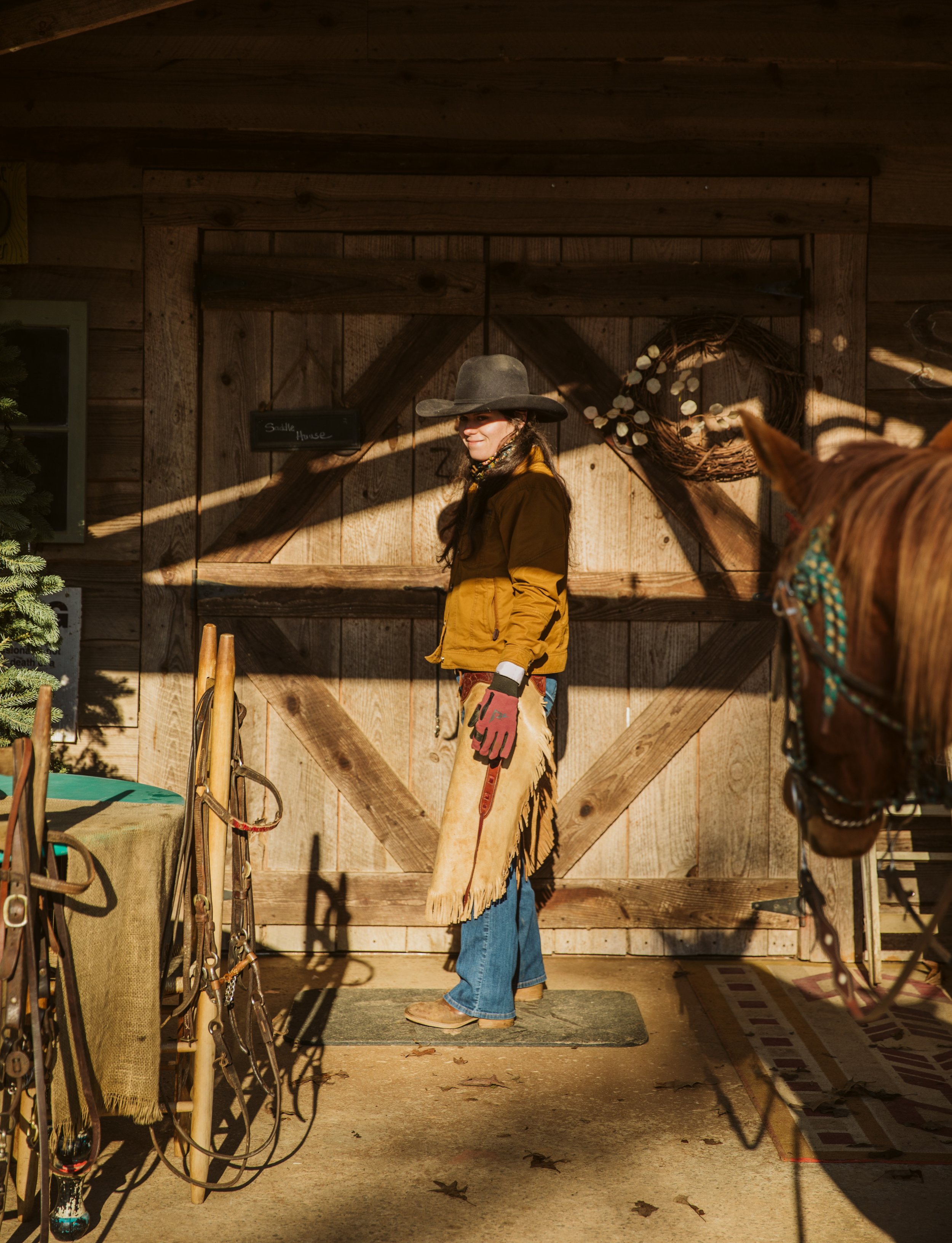 Western Cowboy at Barn Entrance
