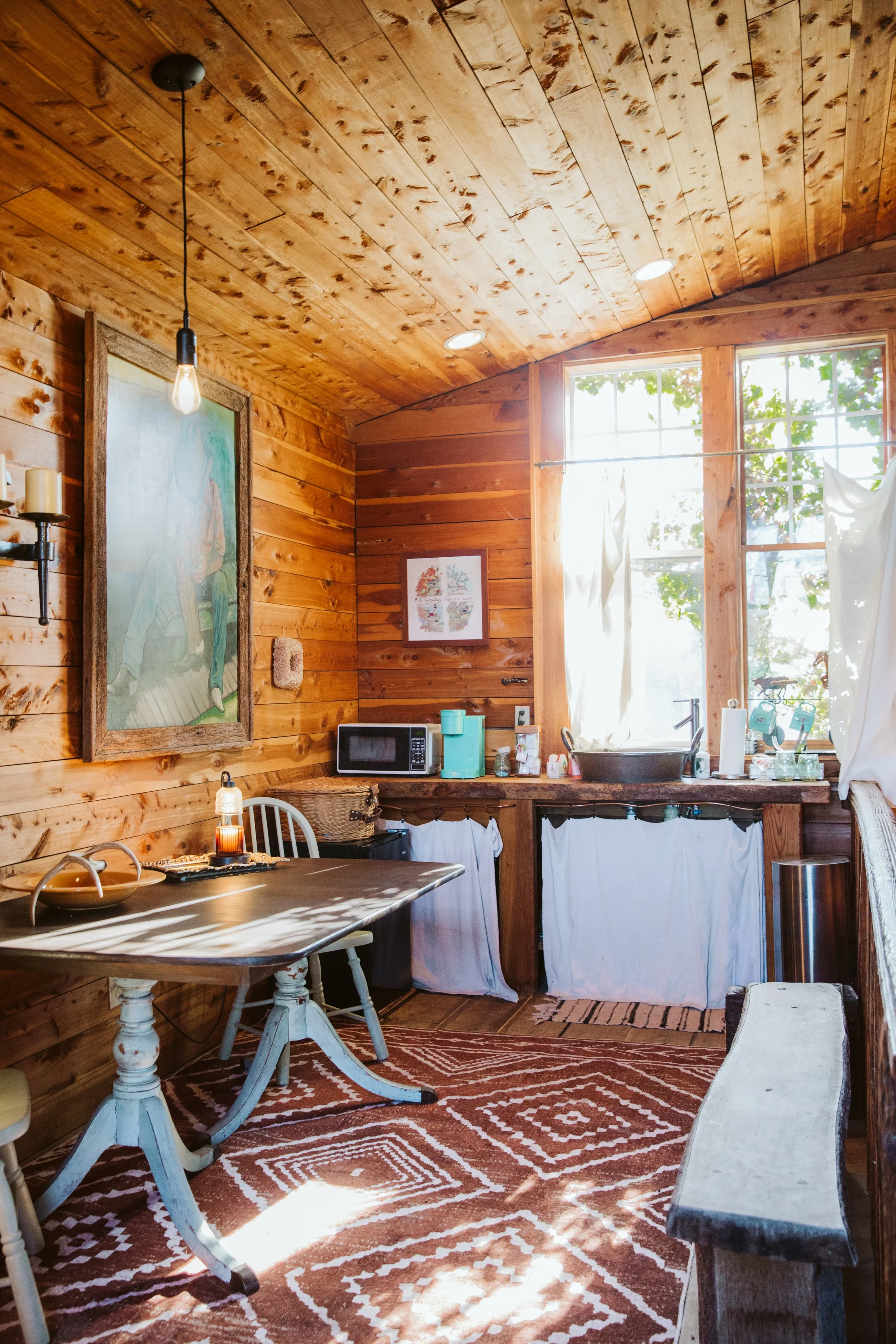 Rustic Cabin Dining Space with Natural Light