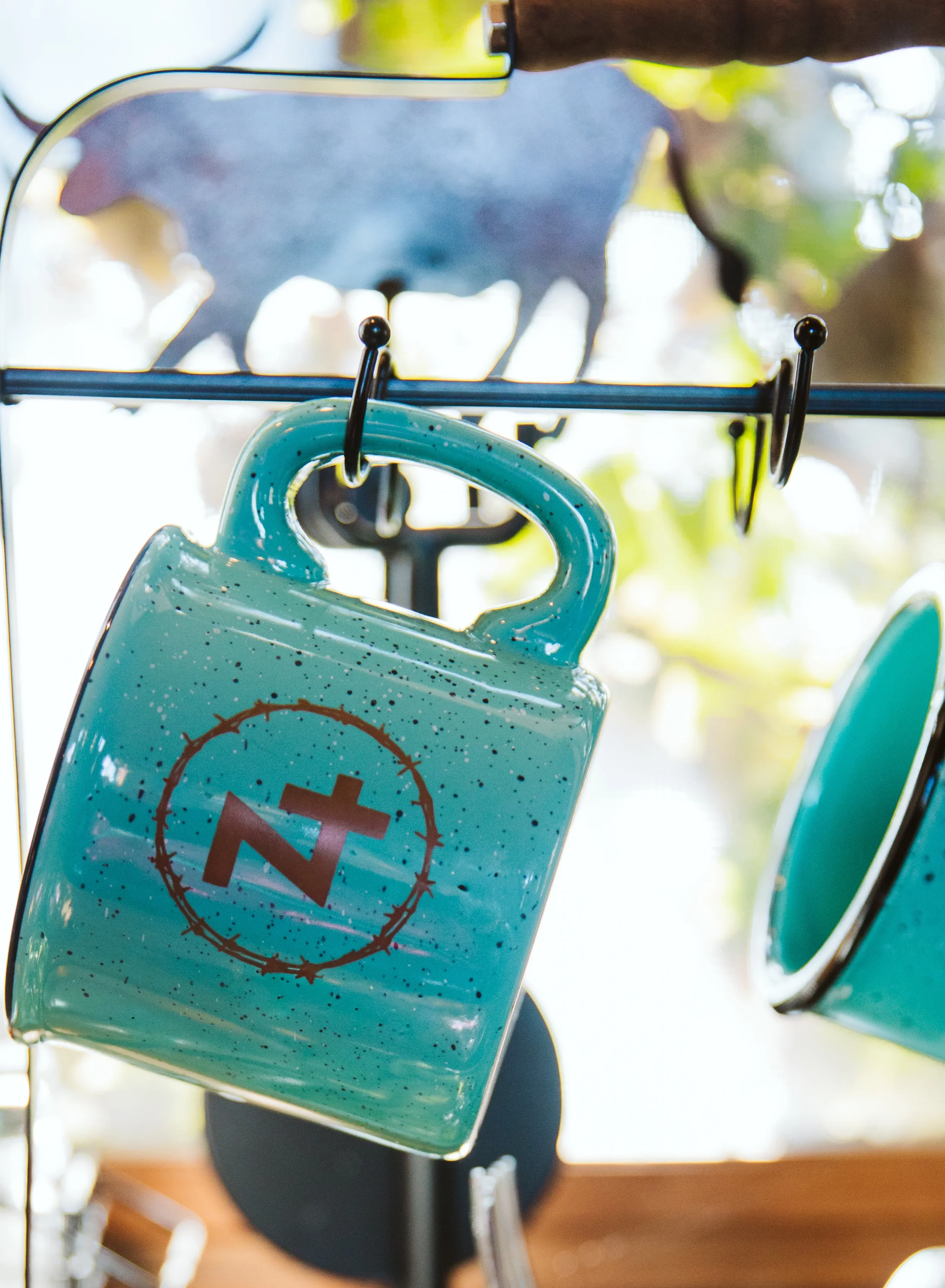 Ranch-Branded Turquoise Coffee Mugs
