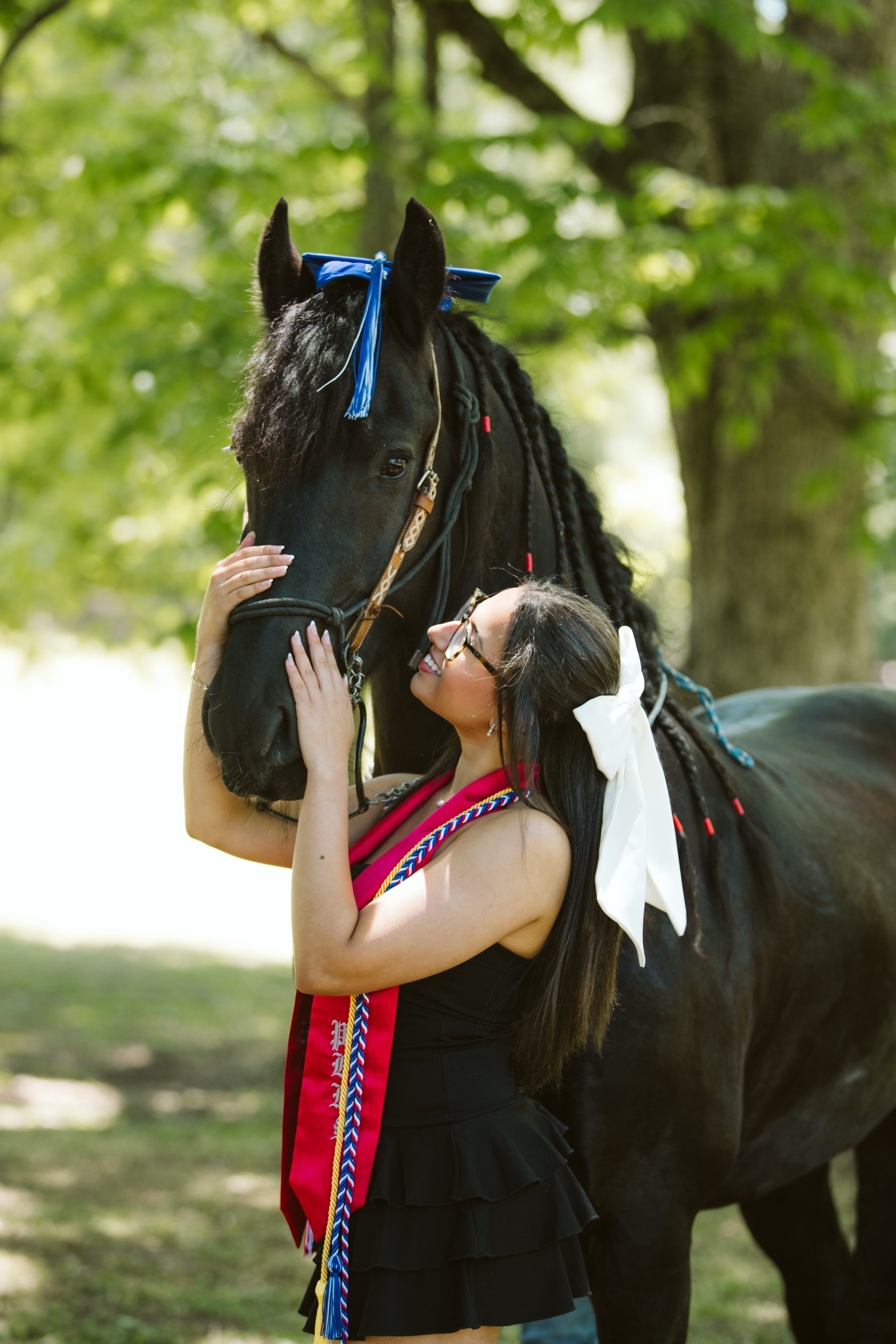 Georgia senior photos with Friesian horse