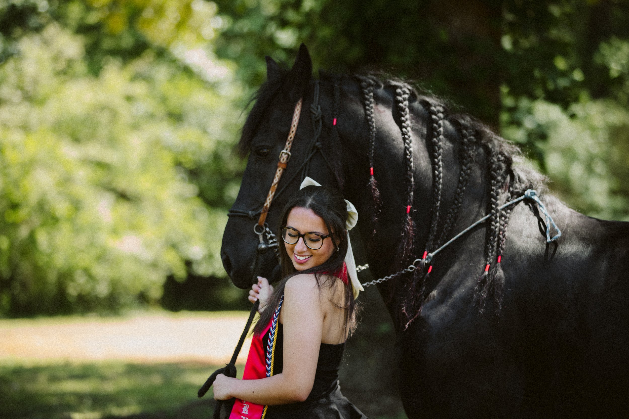 Elegant horse and rider graduation portraits
