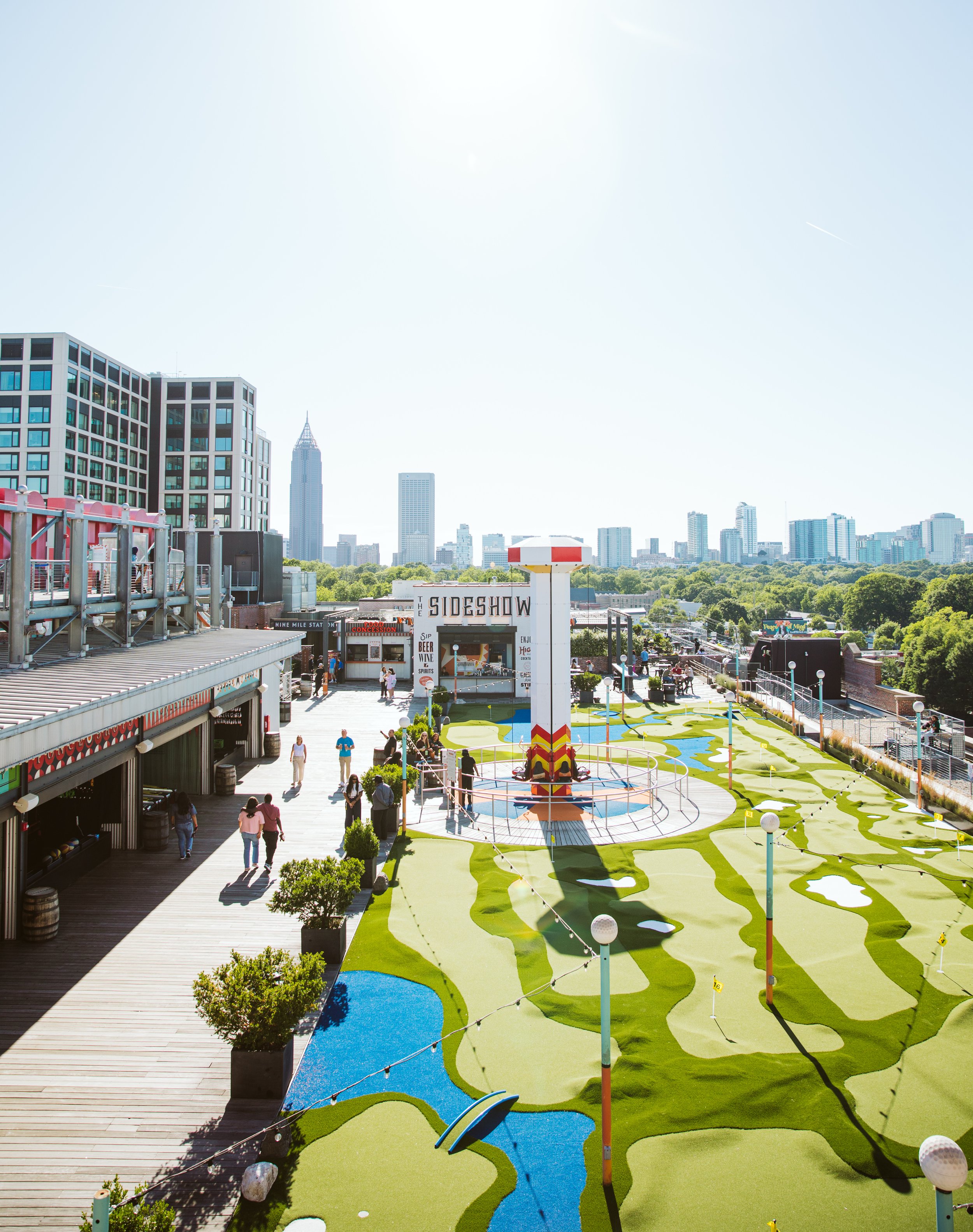 Mini Golf and Atlanta Skyline at Ponce City Market