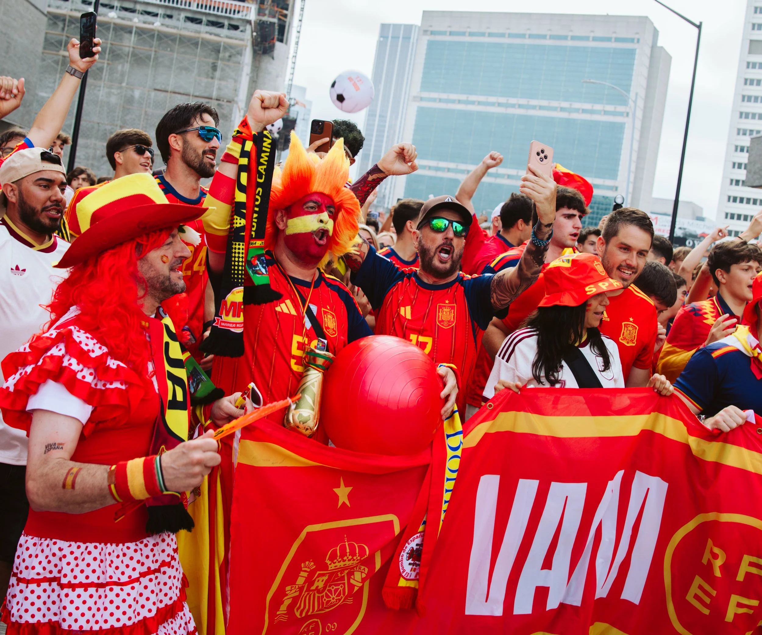 Spanish Fans Celebrating at FIFA Fan Festival Atlanta