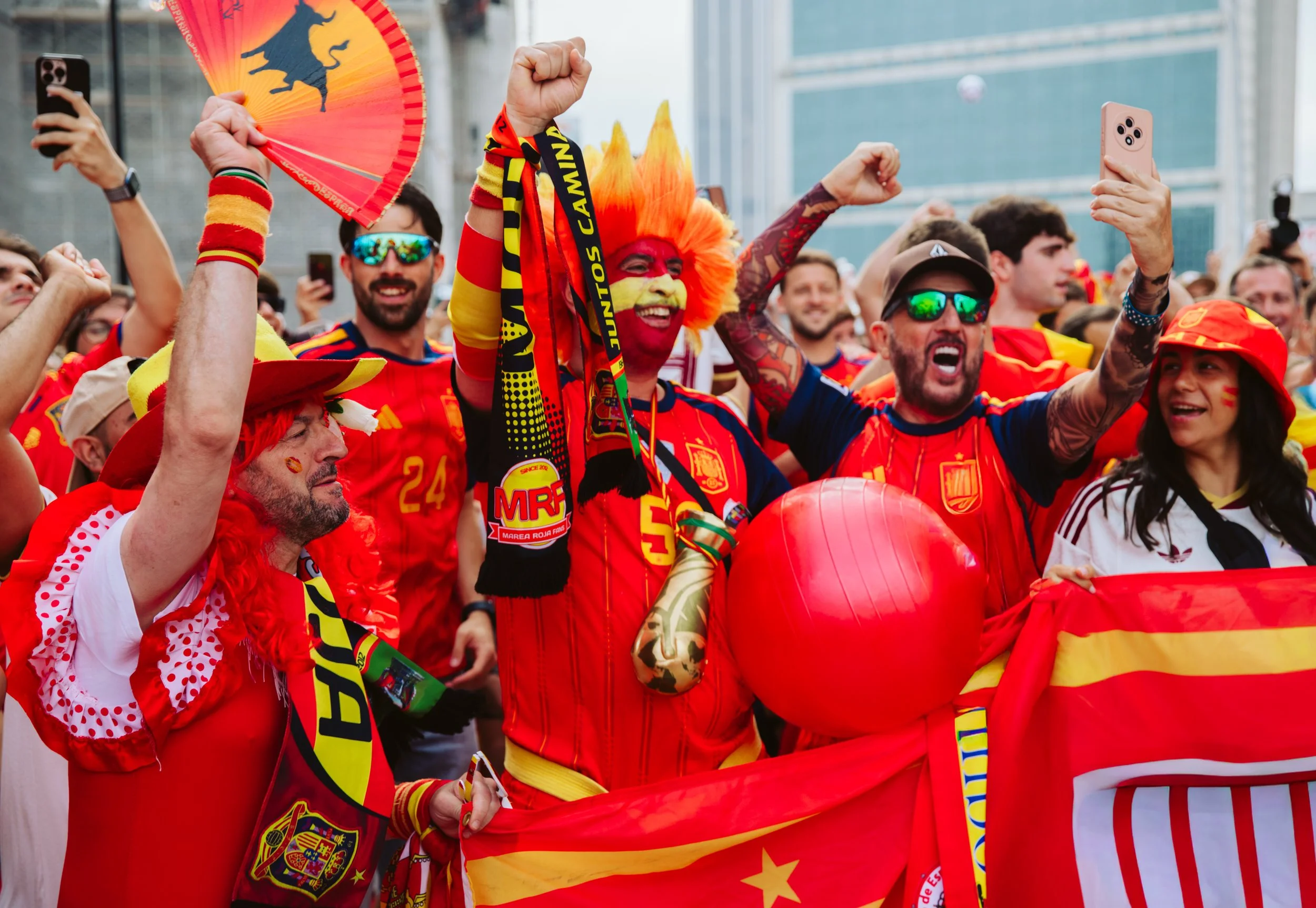 Spanish Supporters Holding Team Banner