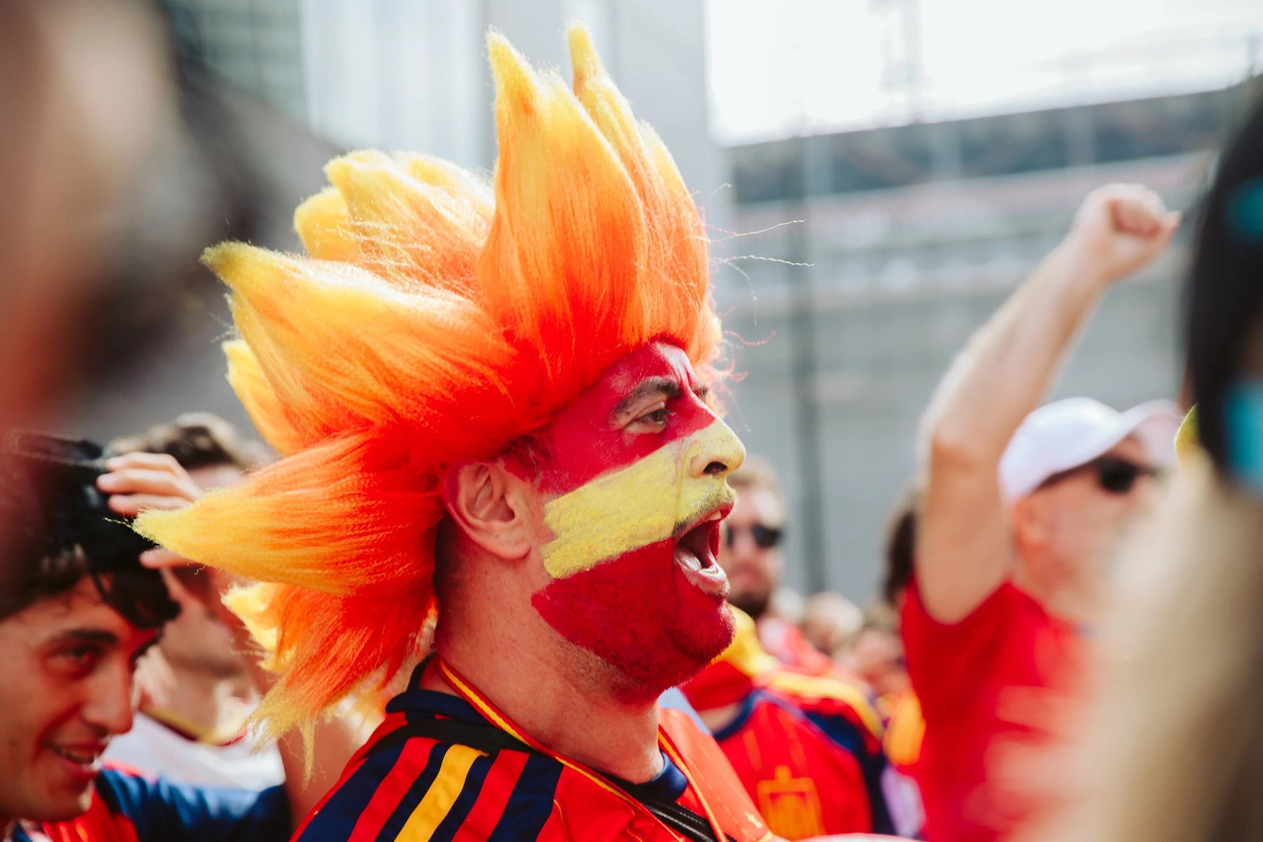 Spain Fan Wearing Colorful Supporter Costume
